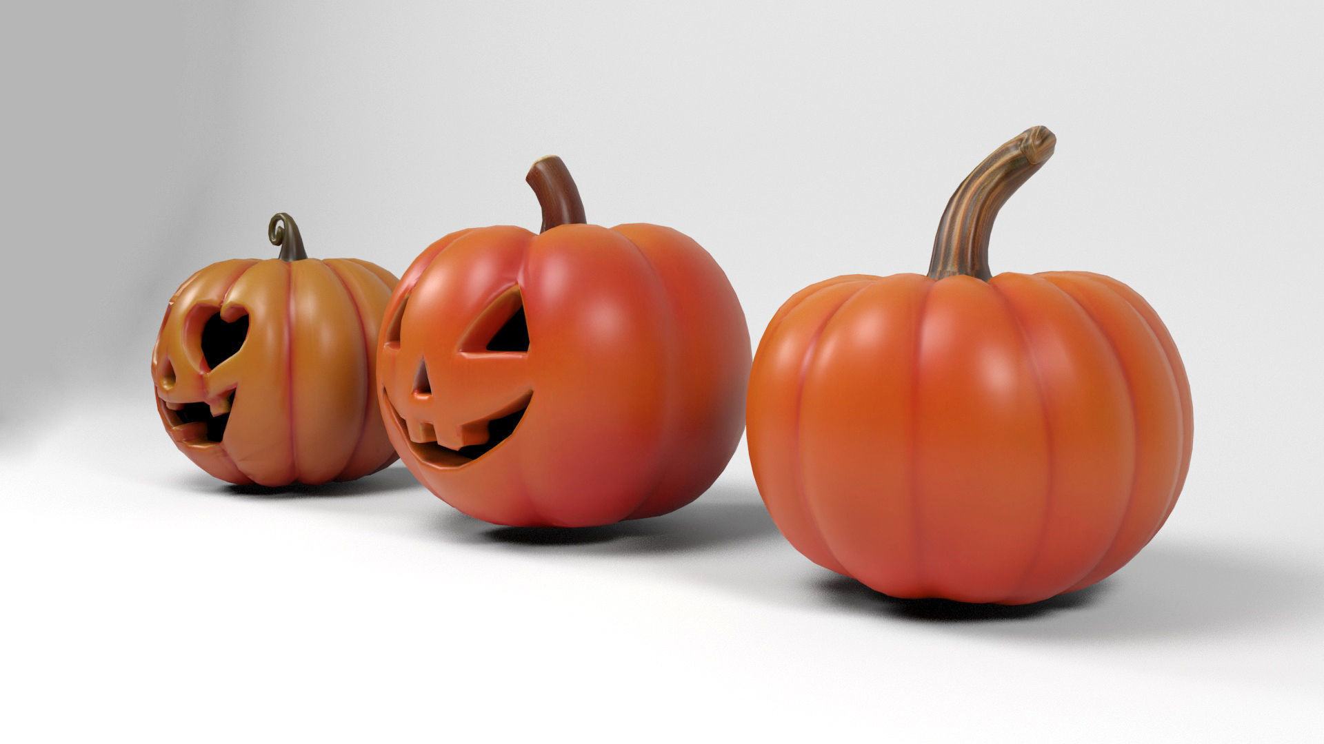 Halloween Pumpkins Low-poly 3D model_6
