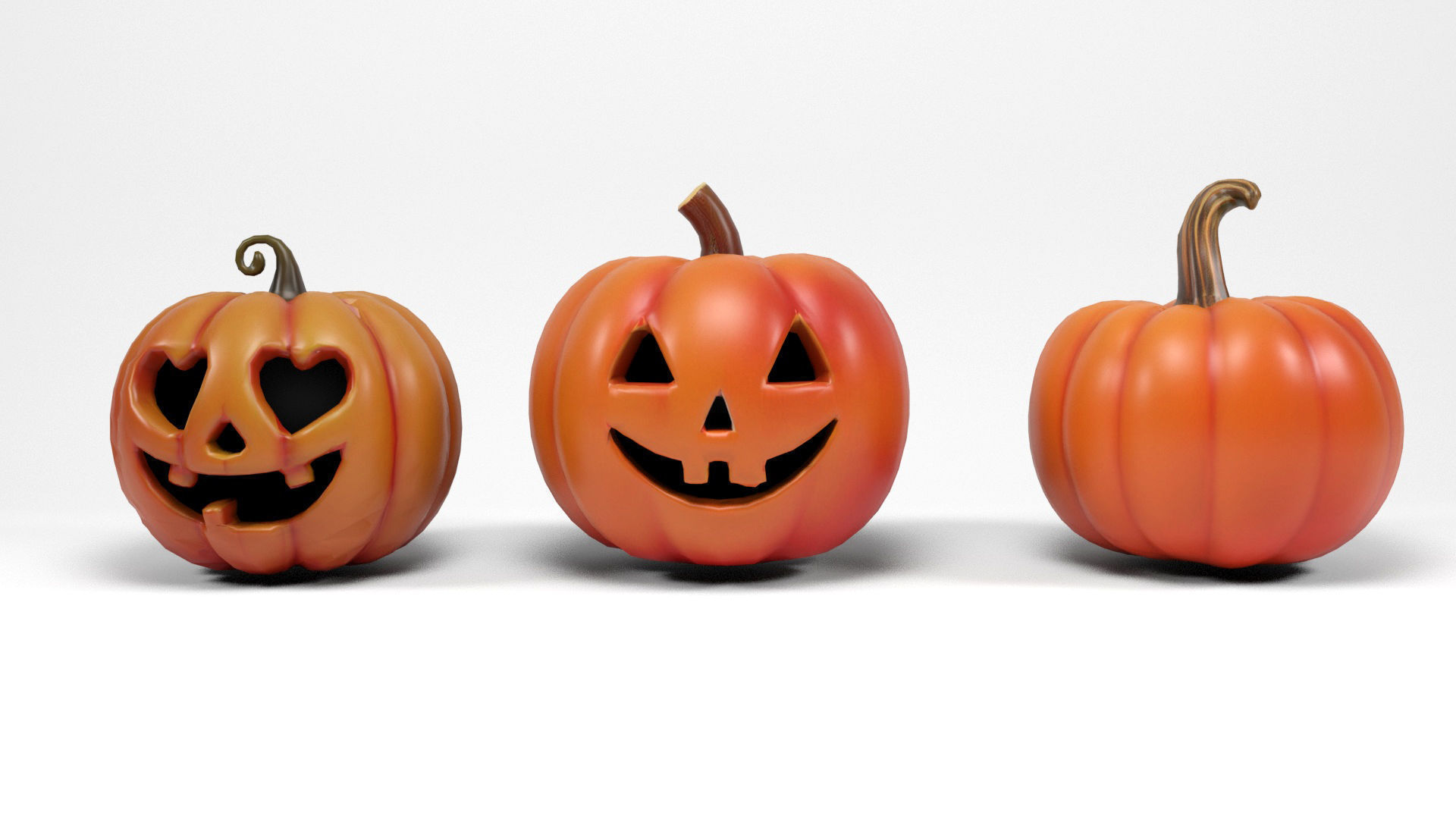 Halloween Pumpkins Low-poly 3D model_3