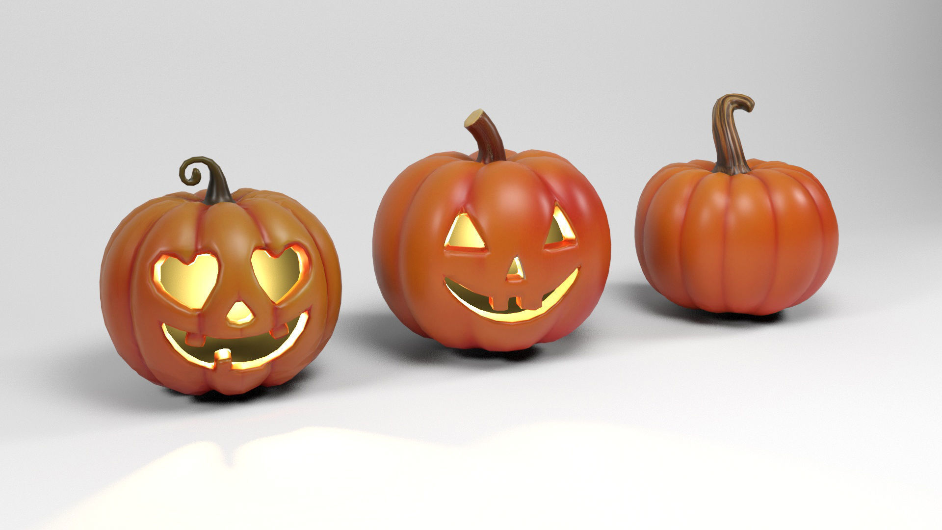 Halloween Pumpkins Low-poly 3D model_2