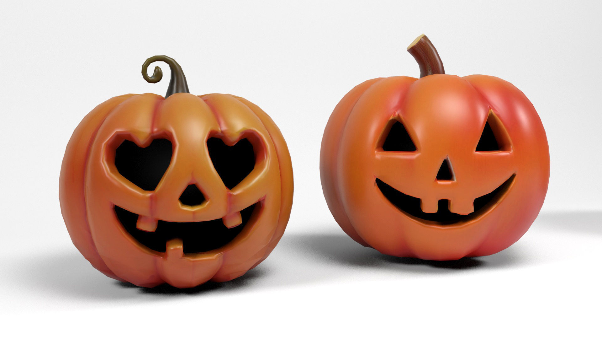 Halloween Pumpkins Low-poly 3D model_7