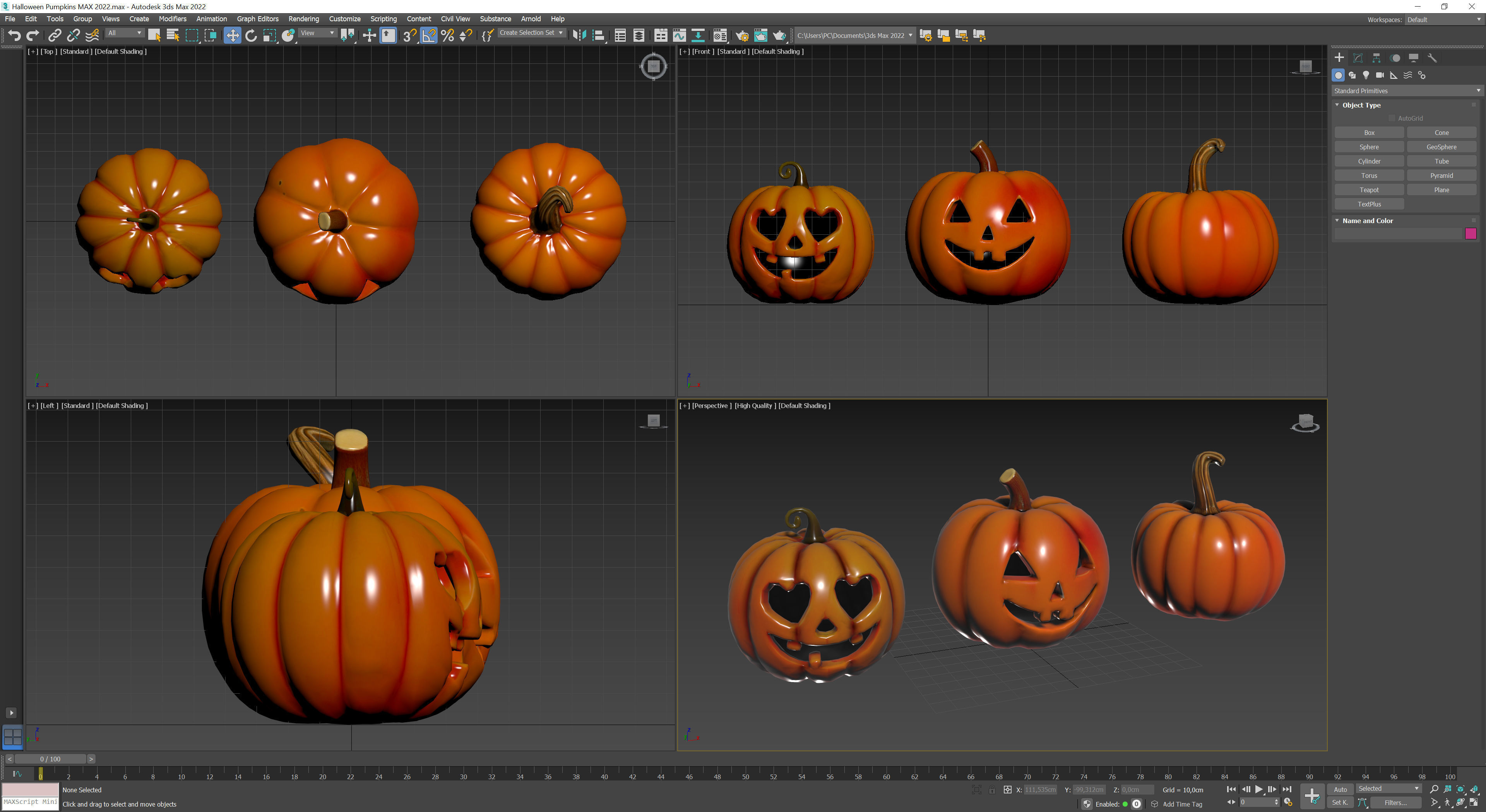 Halloween Pumpkins Low-poly 3D model_9