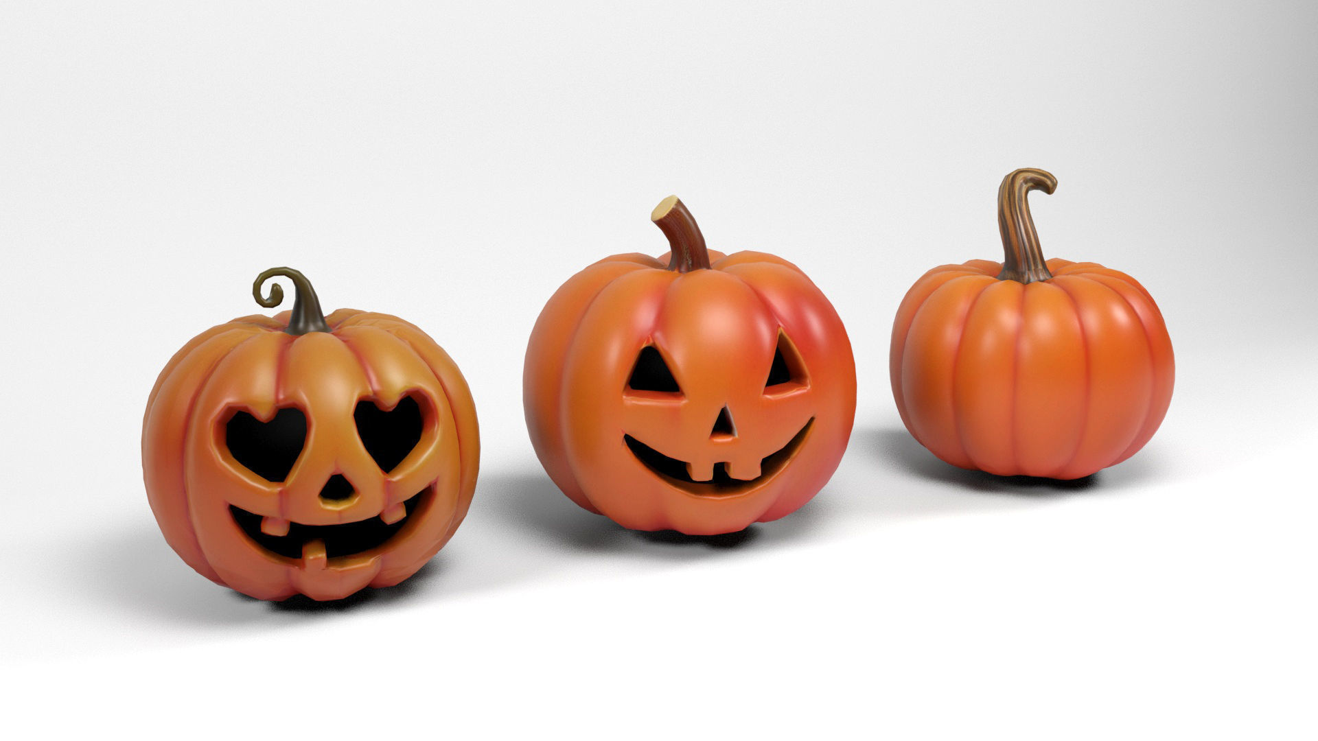 Halloween Pumpkins Low-poly 3D model_1