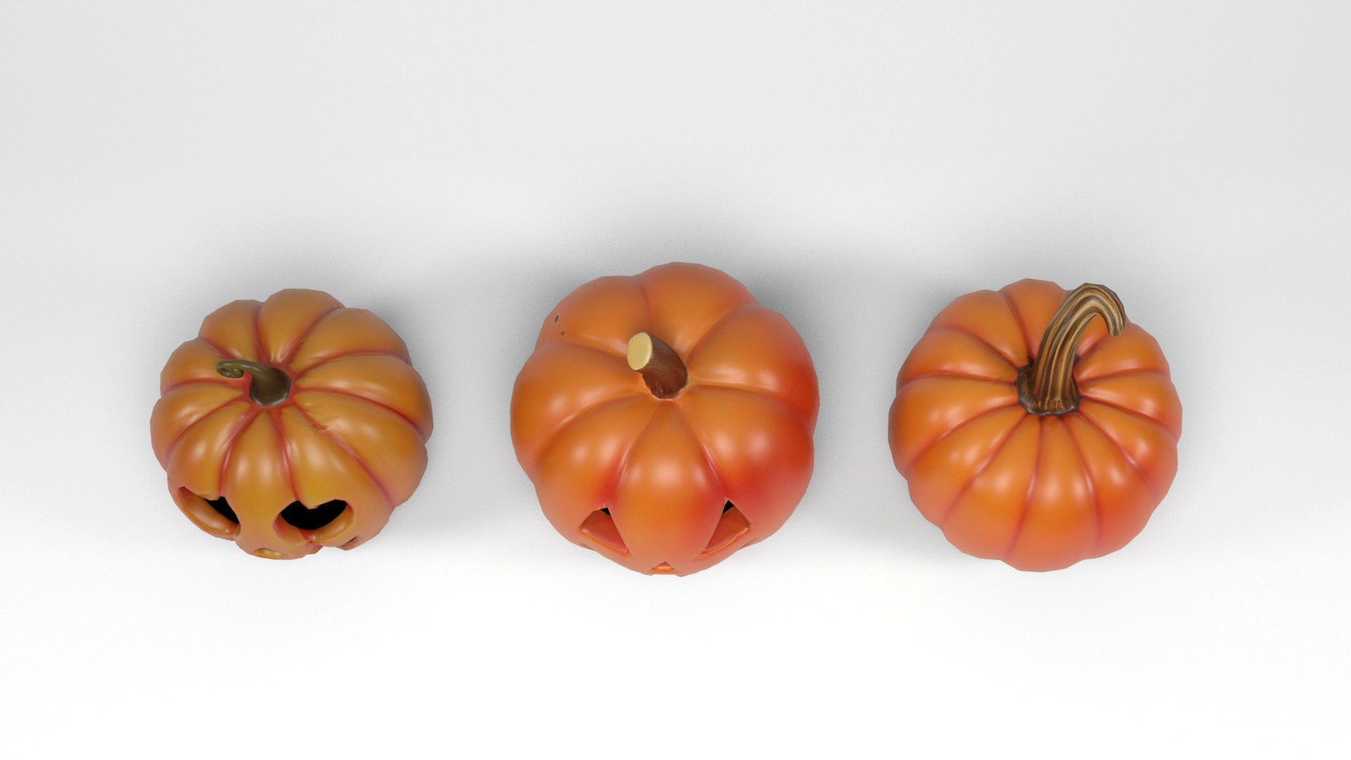 Halloween Pumpkins Low-poly 3D model_4