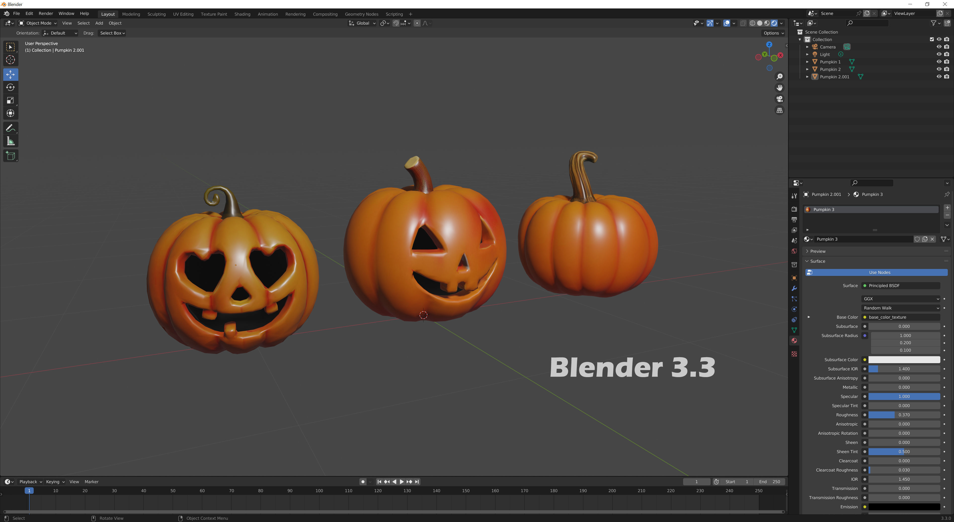 Halloween Pumpkins Low-poly 3D model_12