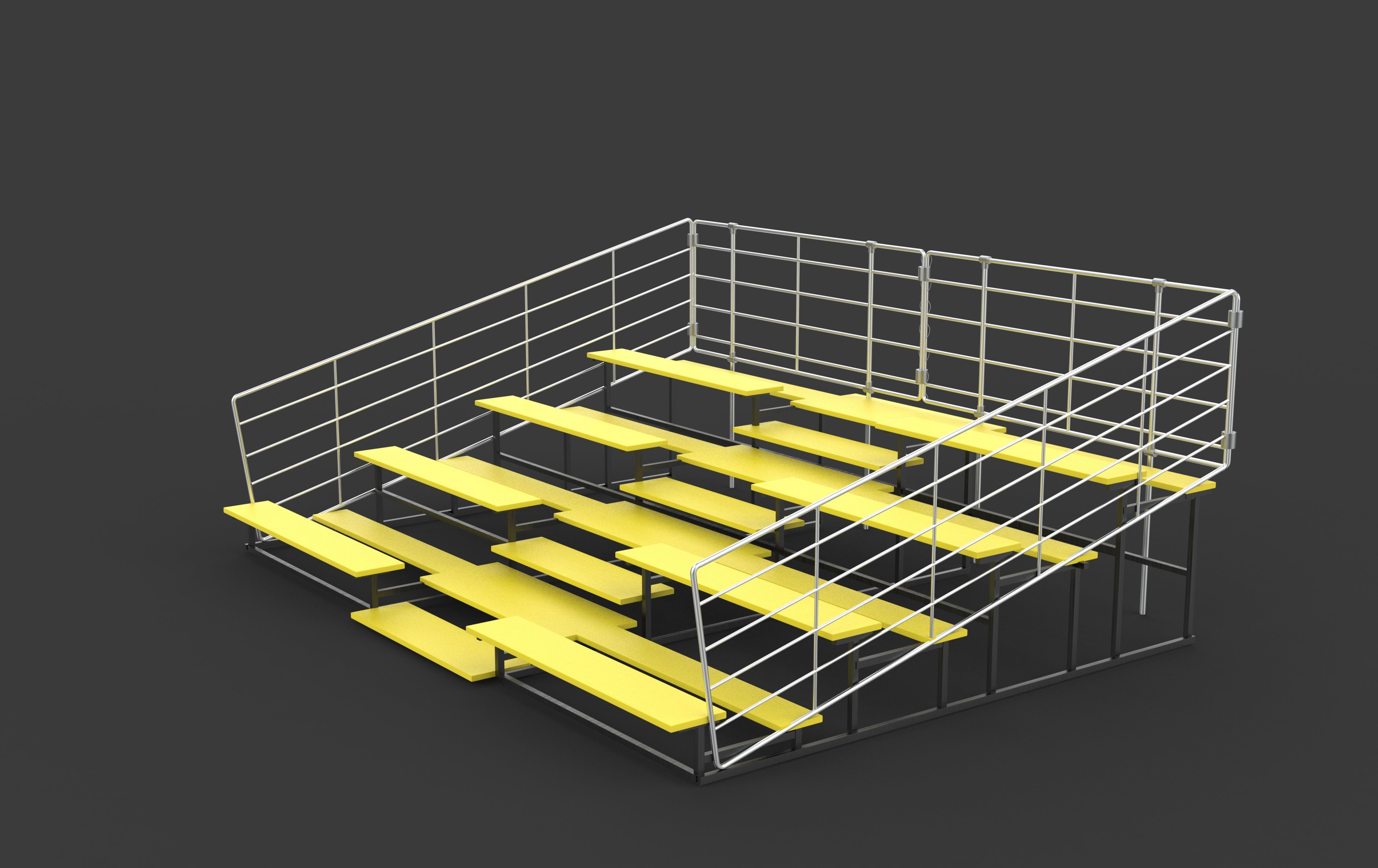 Metal school Bleachers 3D model_2