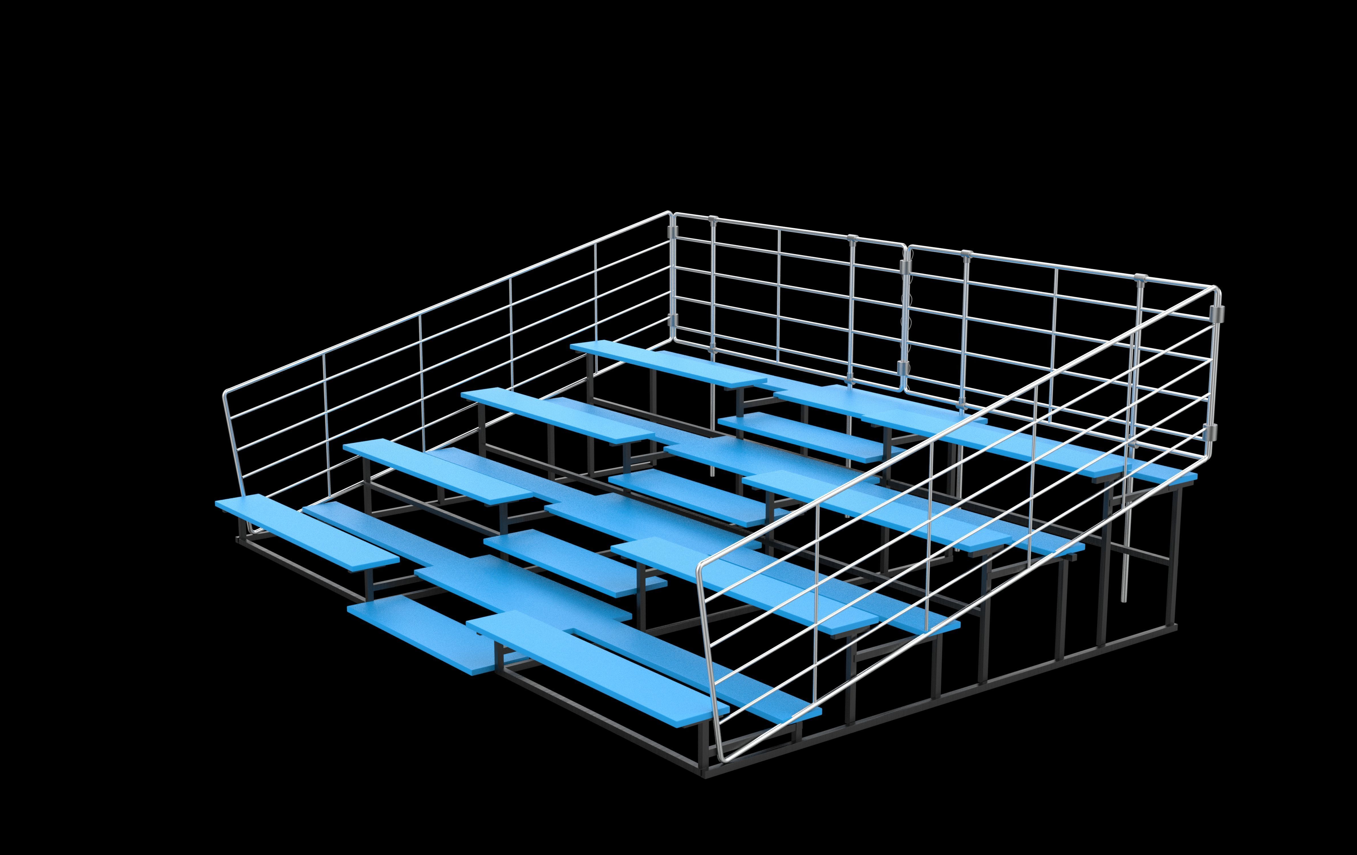 Metal school Bleachers 3D model_6