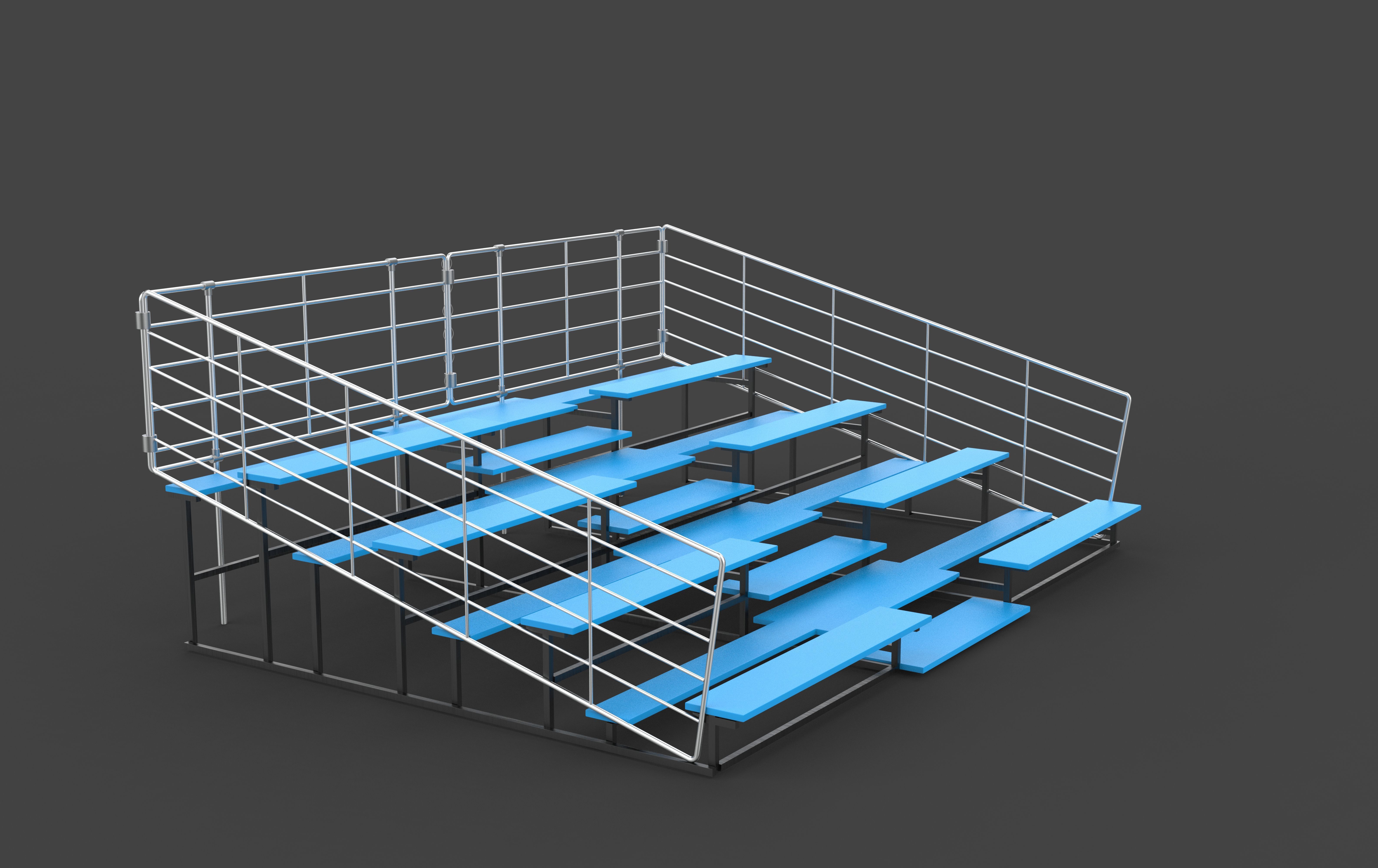 Metal school Bleachers 3D model_8