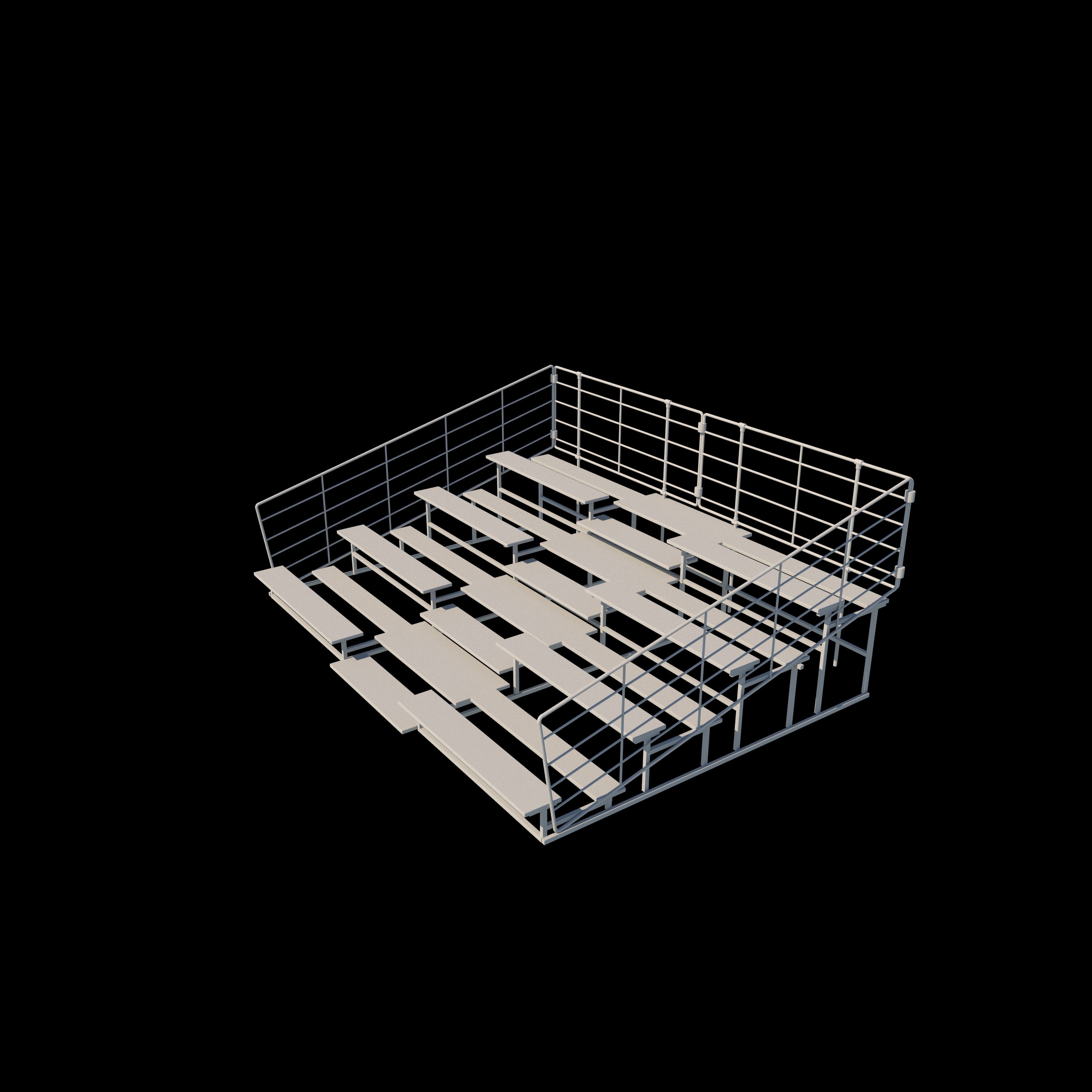 Metal school Bleachers 3D model_9