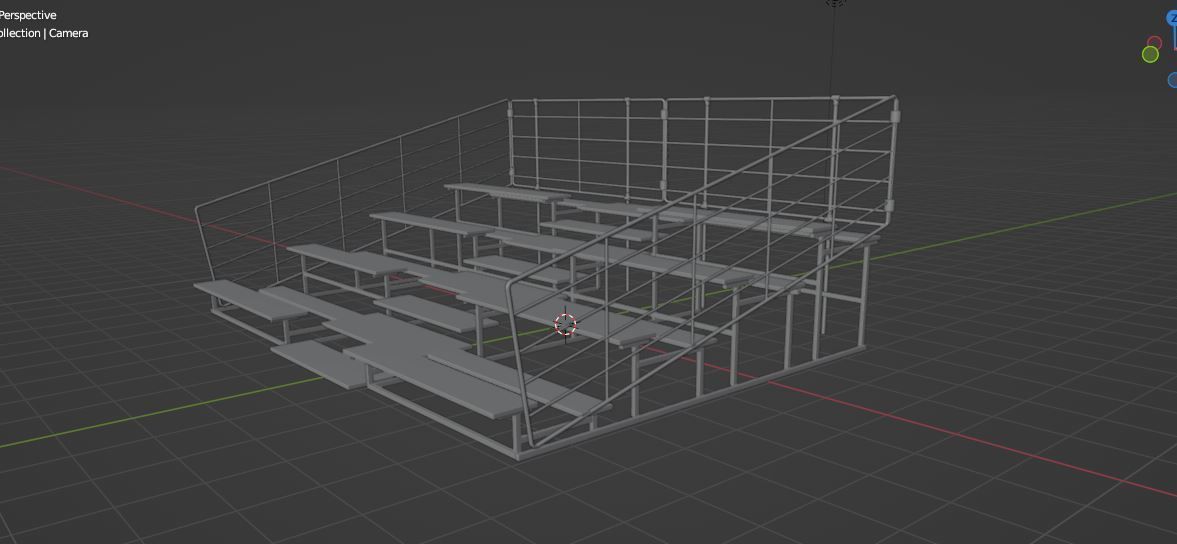Metal school Bleachers 3D model_12