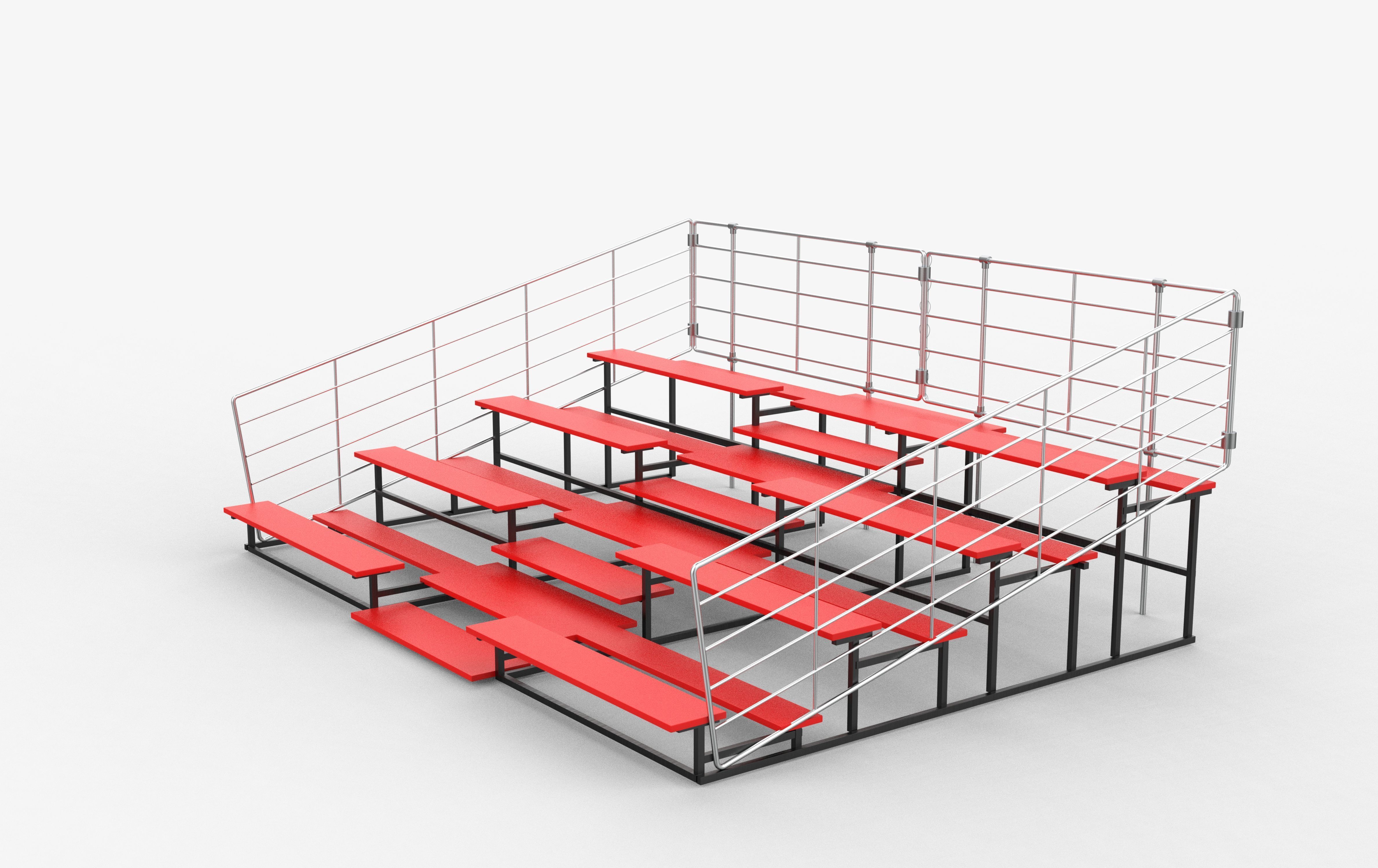Metal school Bleachers 3D model_3