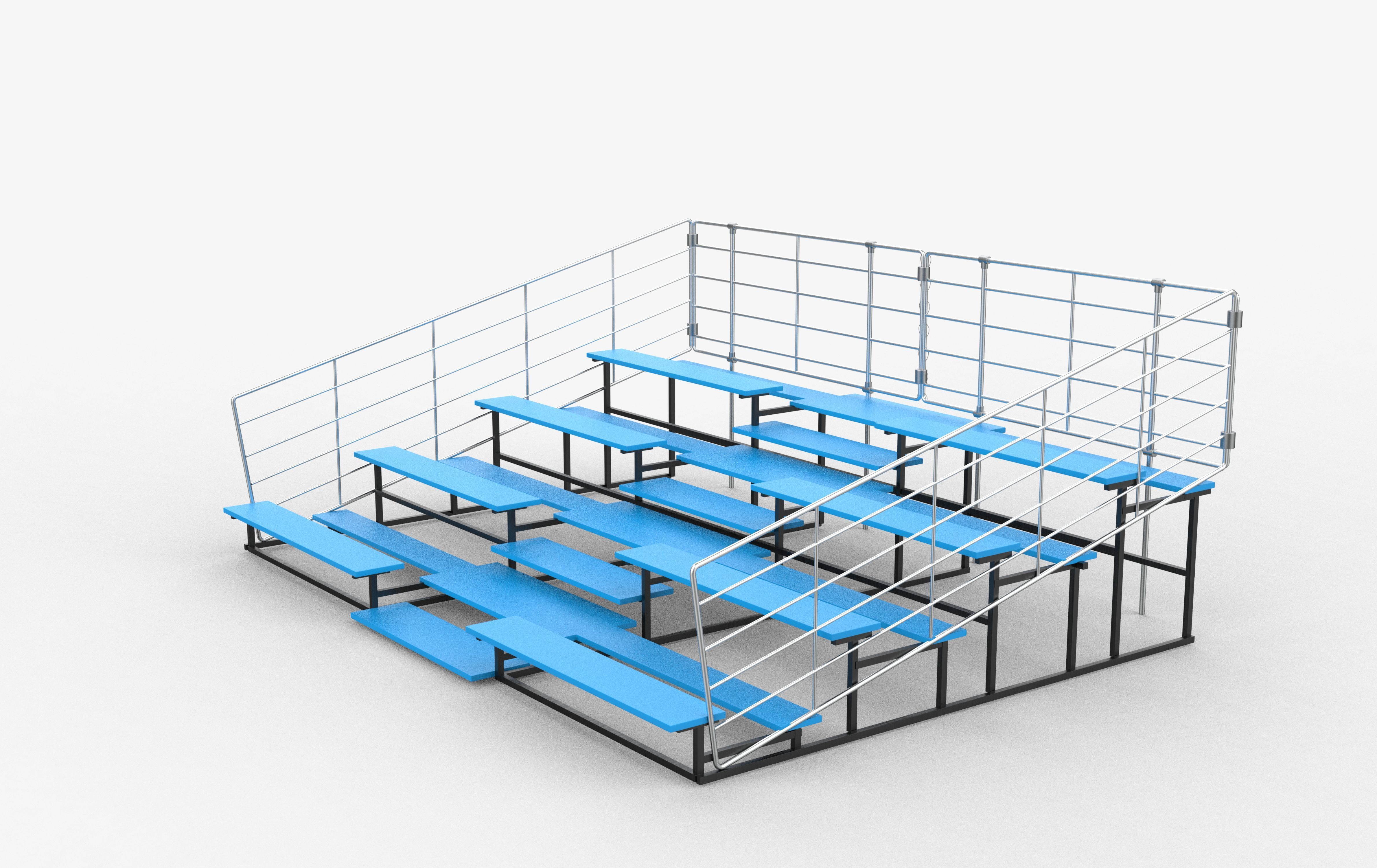 Metal school Bleachers 3D model_7
