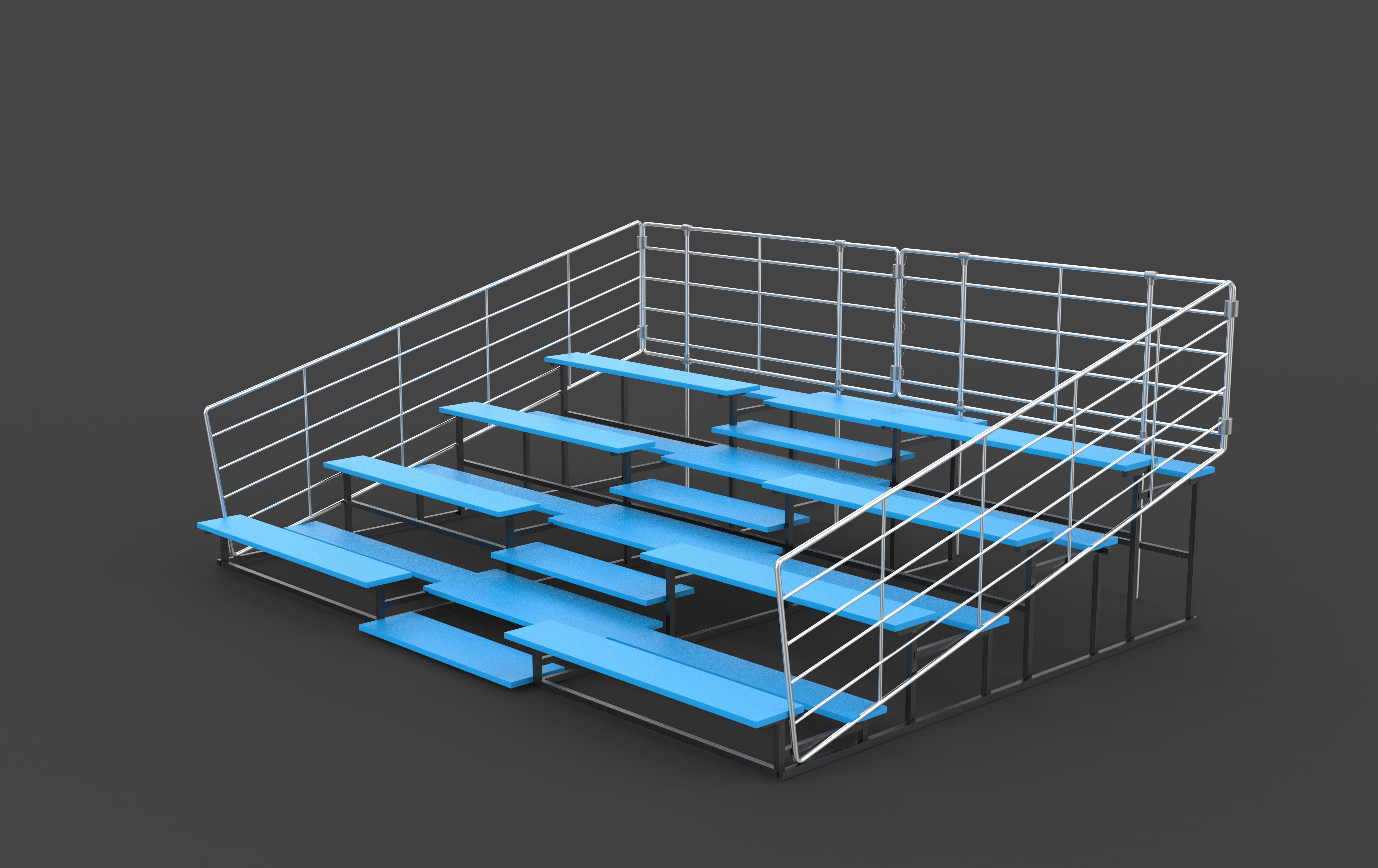 Metal school Bleachers 3D model_10