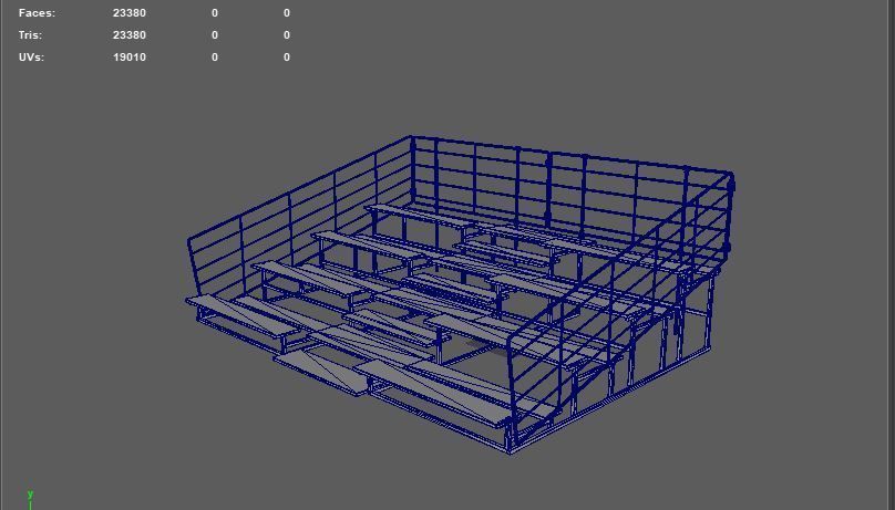 Metal school Bleachers 3D model_14