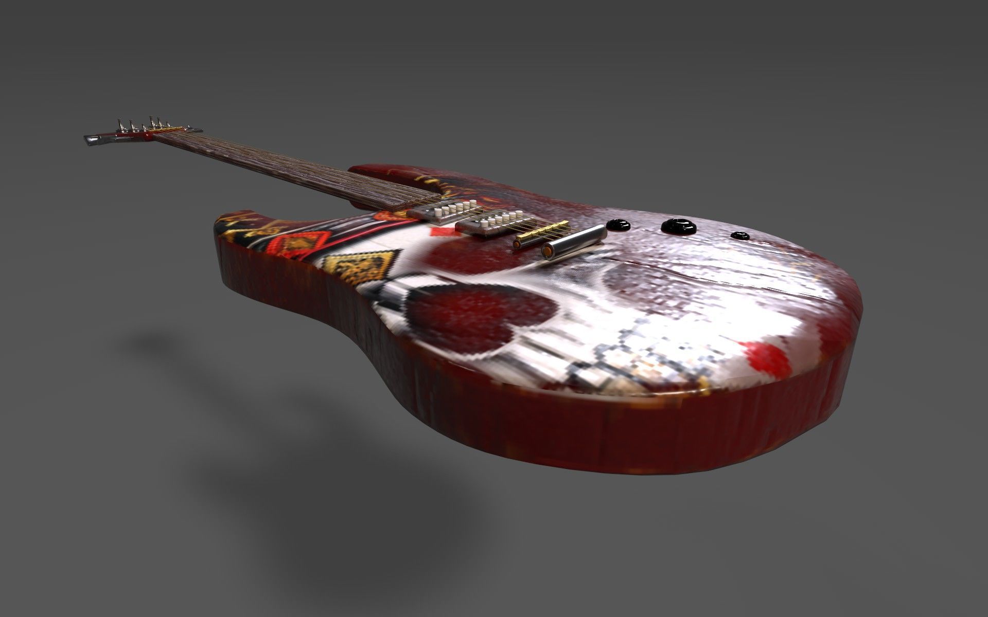 Low poly Guitar model Low-poly 3D model_3