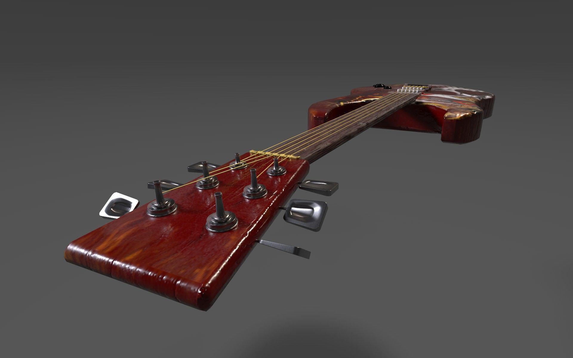 Low poly Guitar model Low-poly 3D model_1