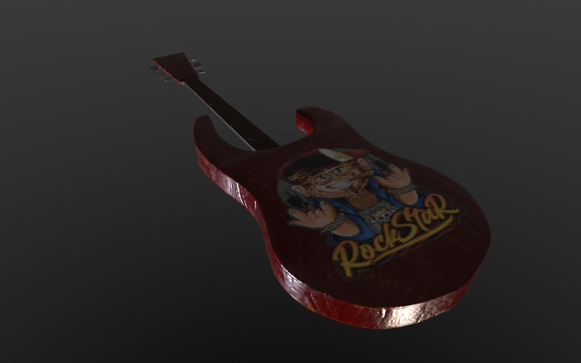 Low poly Guitar model Low-poly 3D model_2