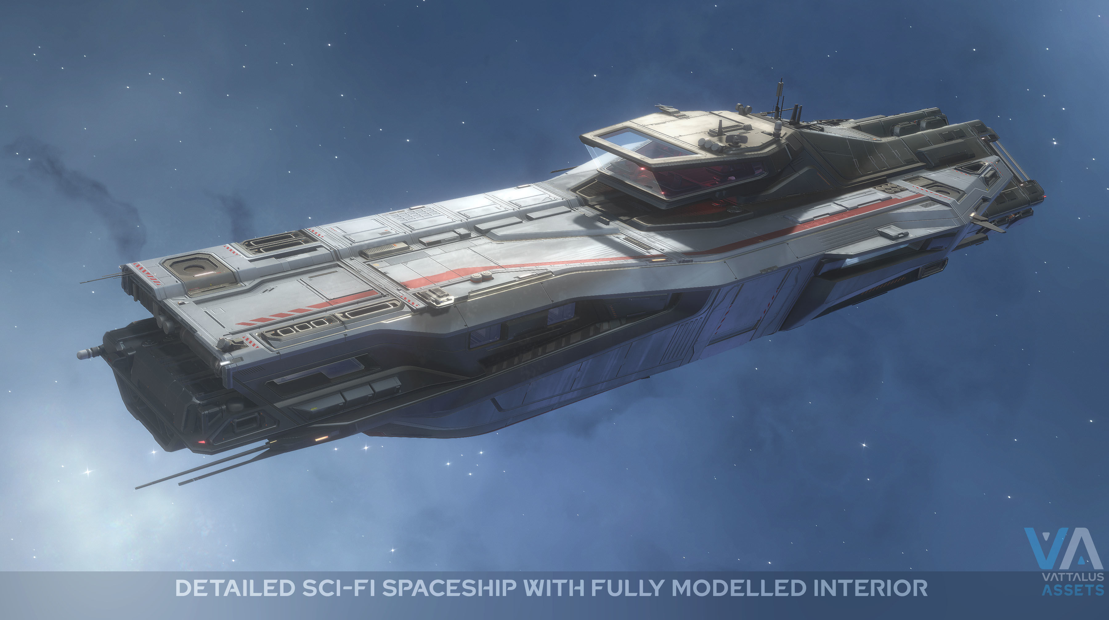 Fenris - Spaceship with Interior Low-poly 3D model_3