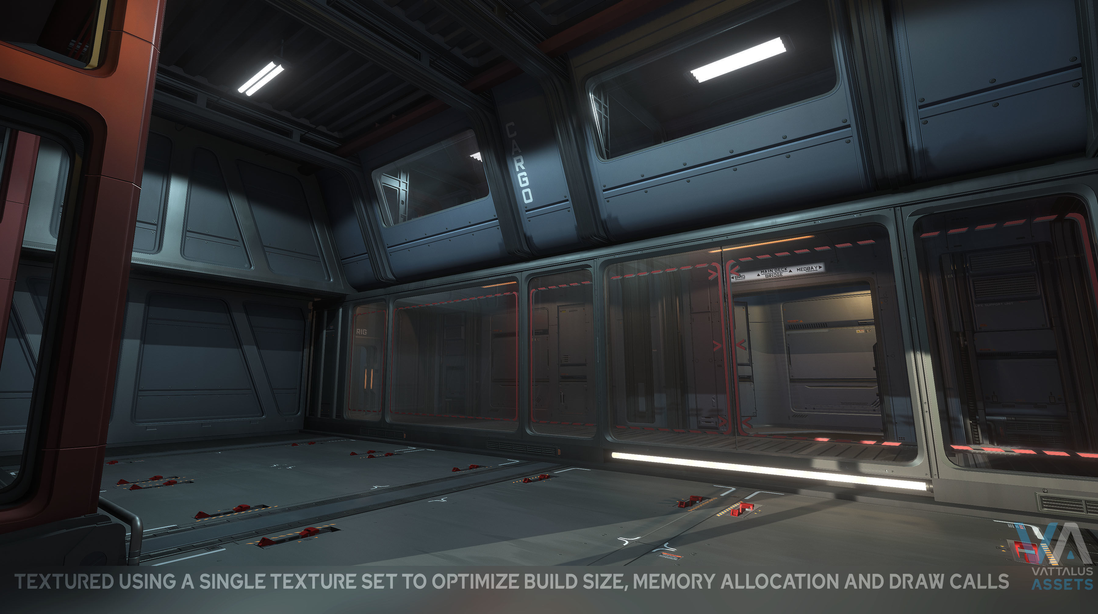 Fenris - Spaceship with Interior Low-poly 3D model_8