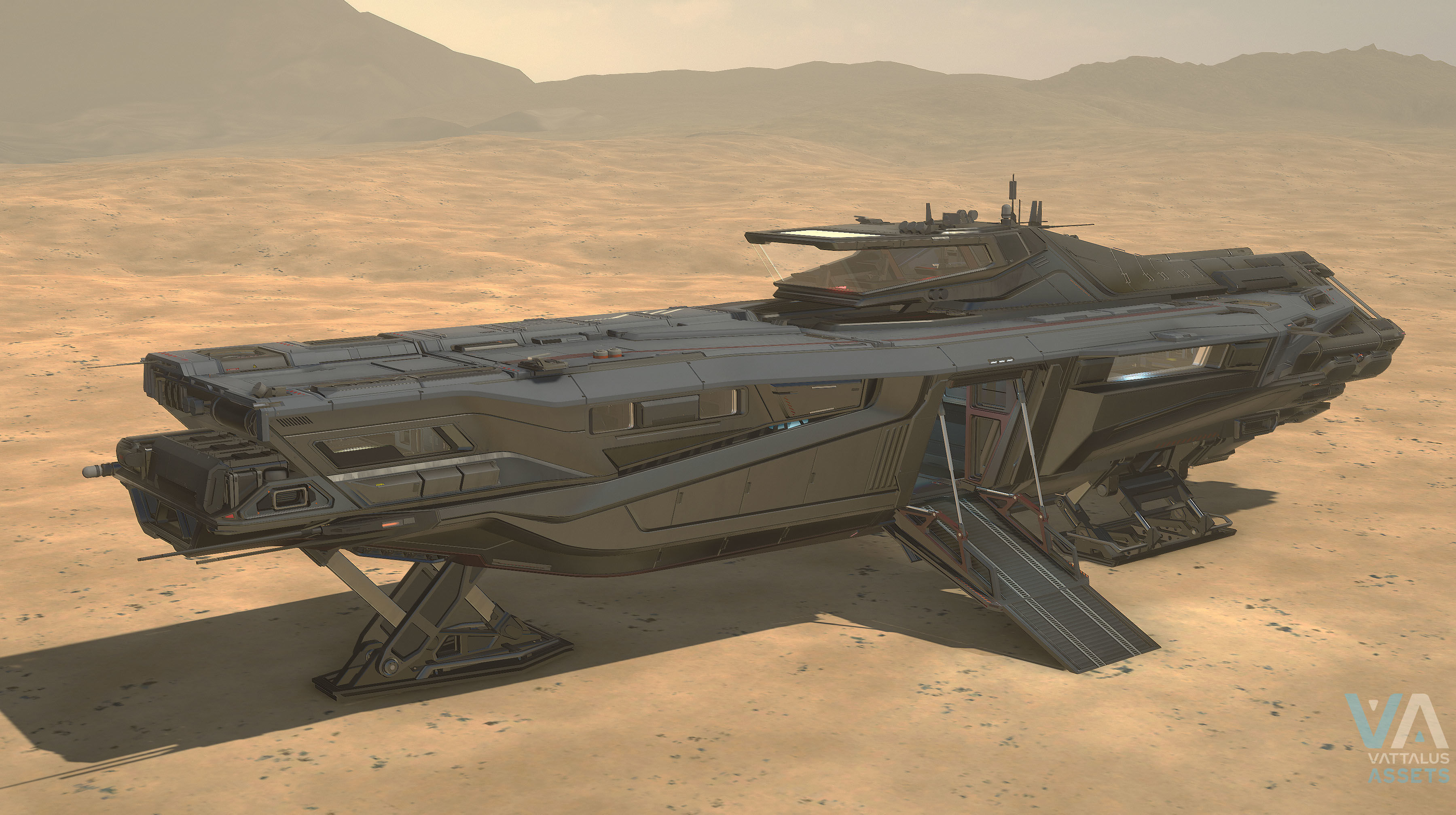 Fenris - Spaceship with Interior Low-poly 3D model_26