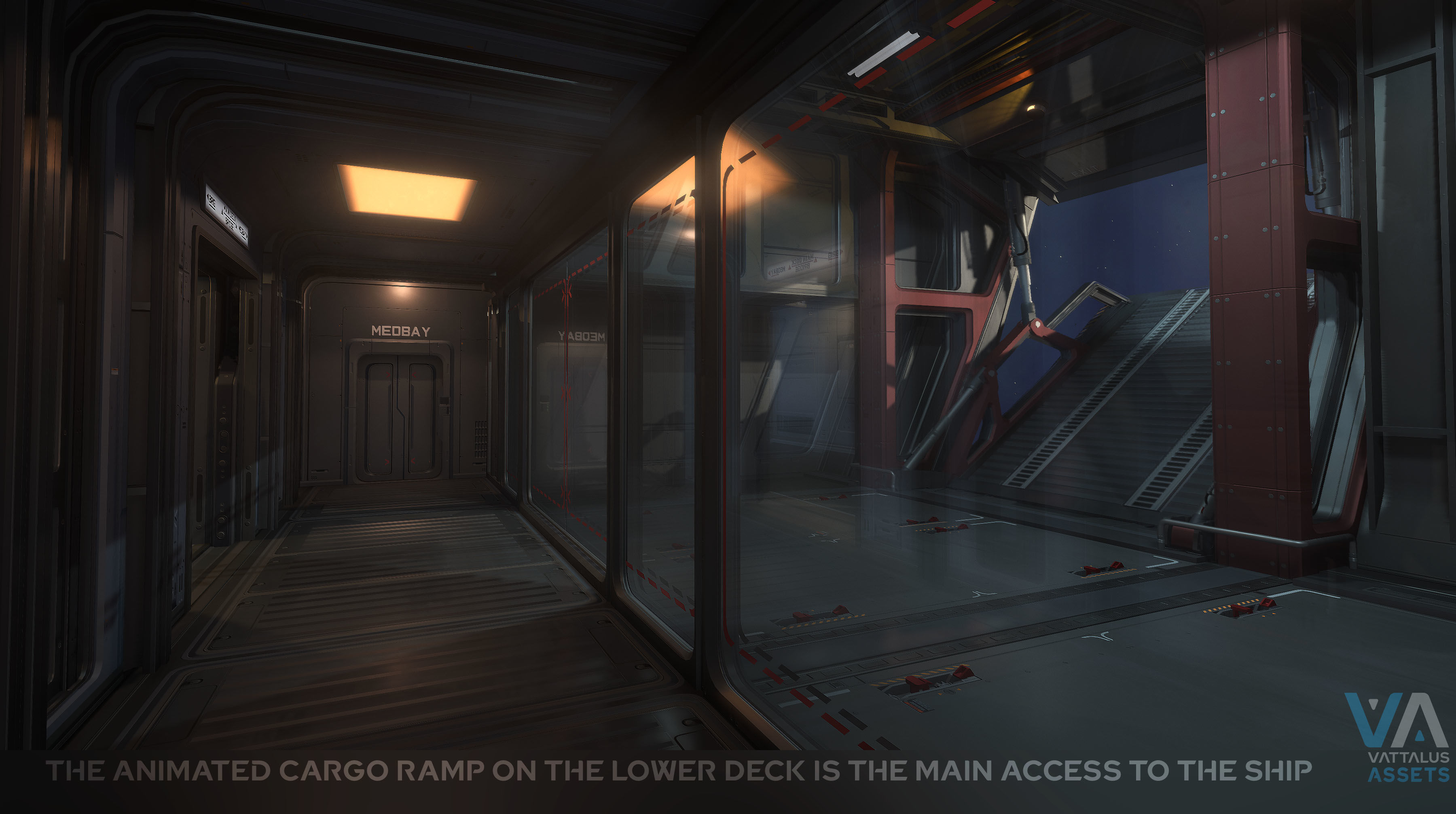 Fenris - Spaceship with Interior Low-poly 3D model_7