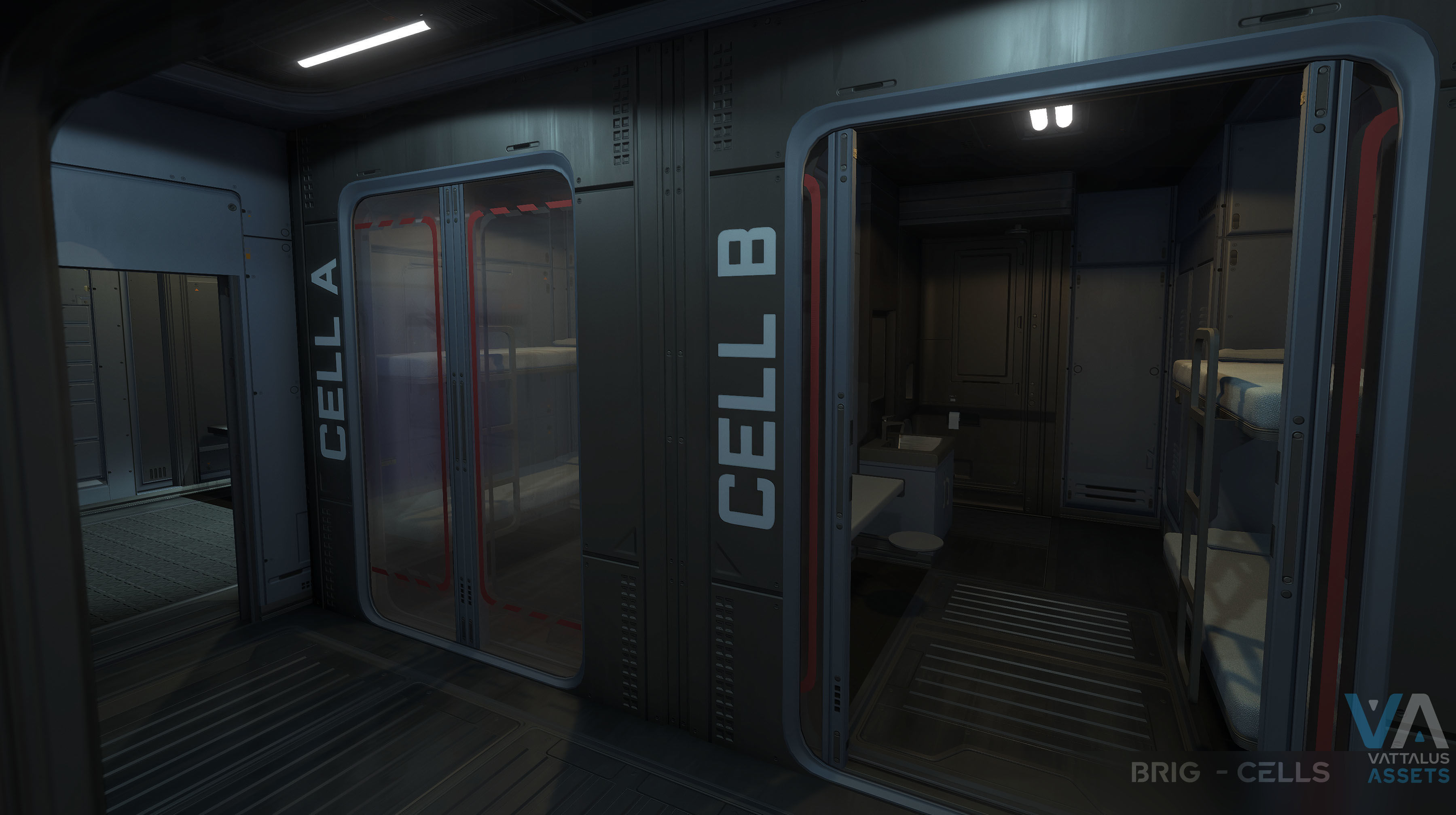 Fenris - Spaceship with Interior Low-poly 3D model_16