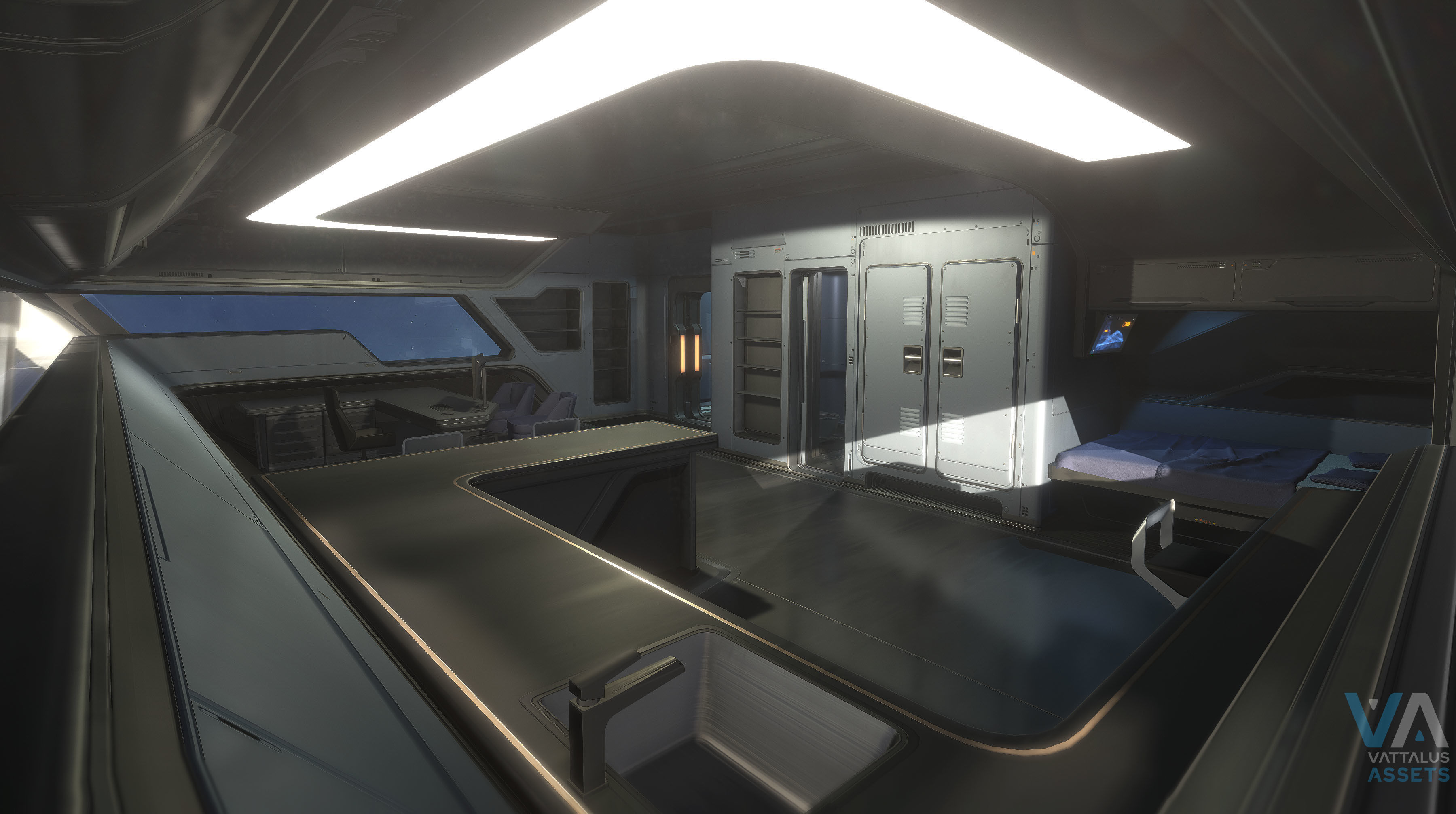 Fenris - Spaceship with Interior Low-poly 3D model_12