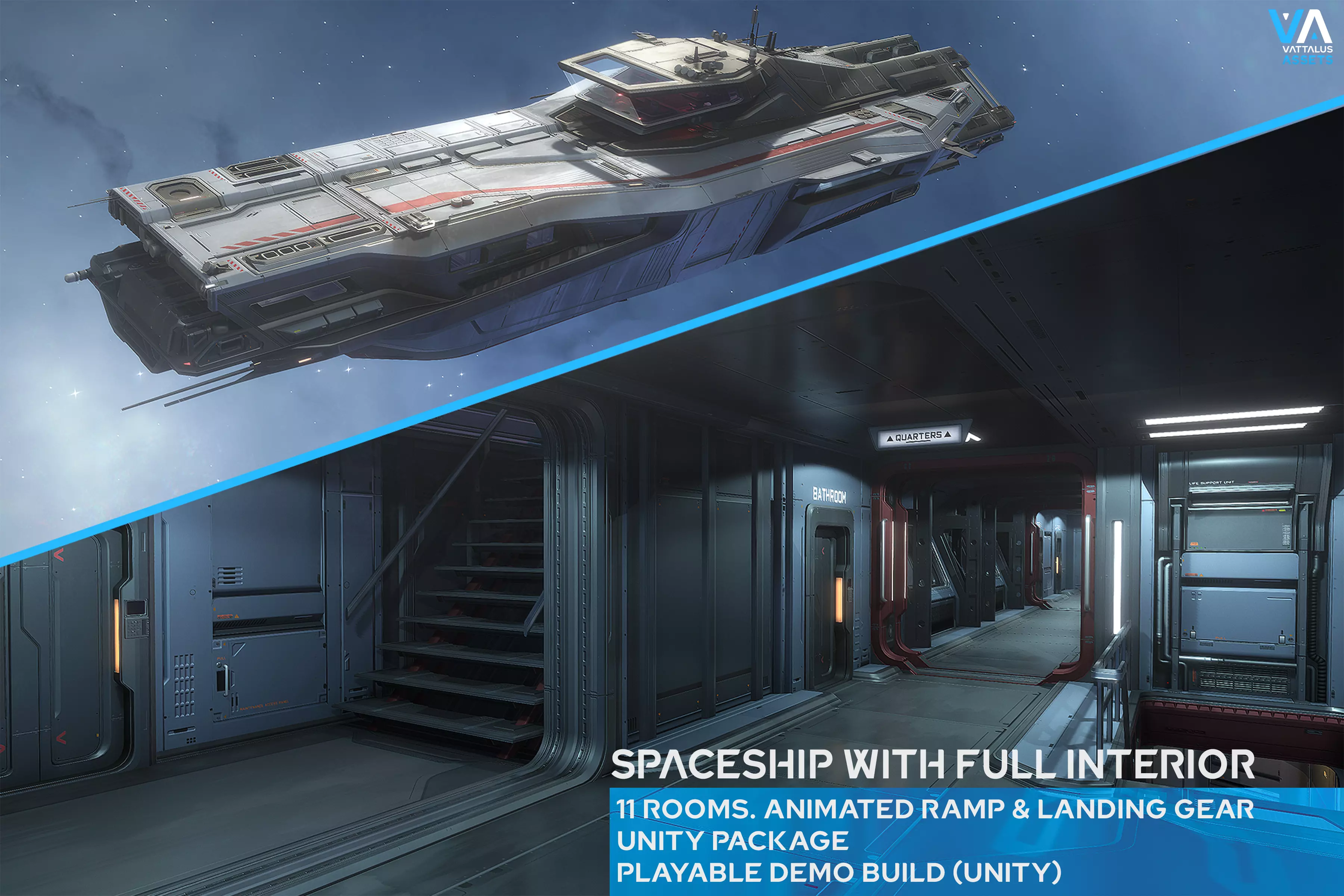 Fenris - Spaceship with Interior Low-poly 3D model_0