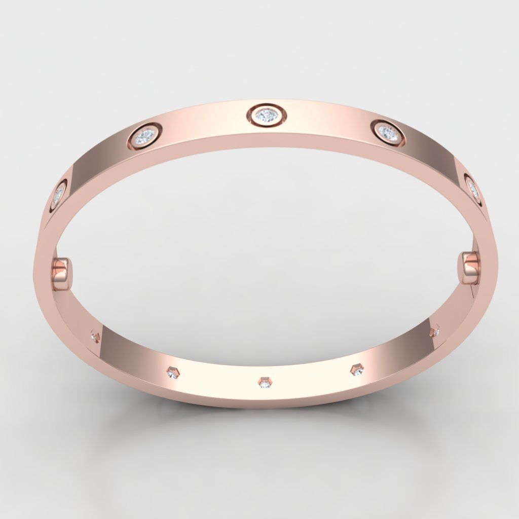 cartier love bracelet 62 size - 10 stones 3D print model_4