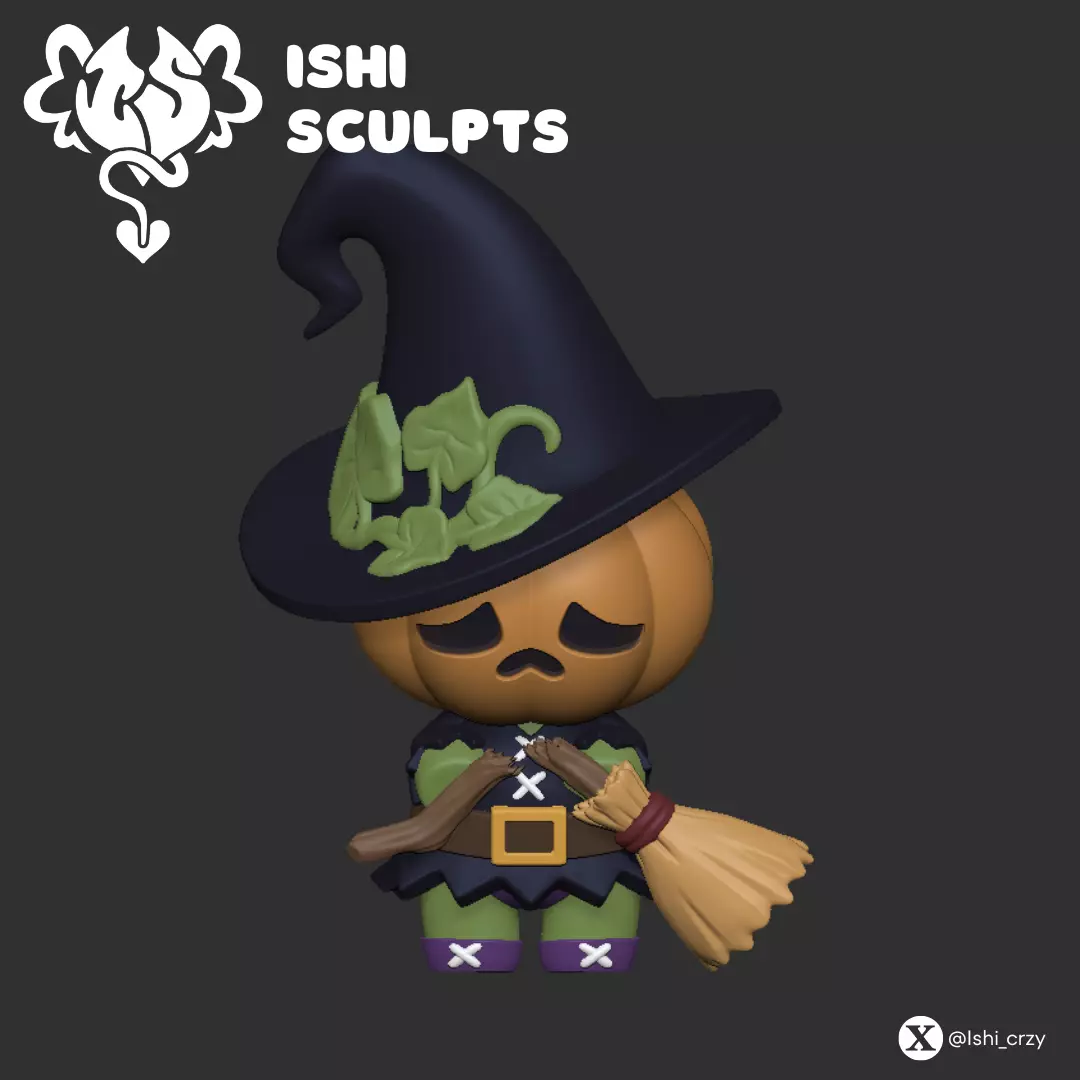 HALLOWEEN PUMPKINS Sad witch 3D print model_0