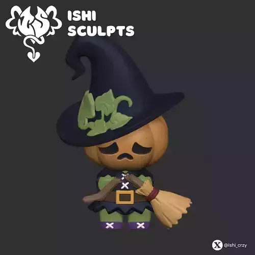 HALLOWEEN PUMPKINS Sad witch 3D print model