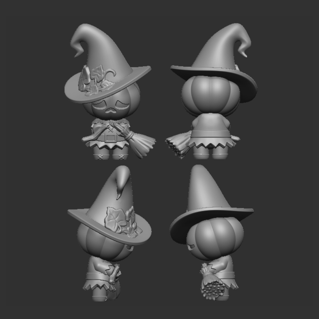 HALLOWEEN PUMPKINS Sad witch 3D print model_1