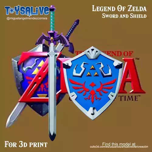 Legend of Zelda Sword and Shield for 3d print