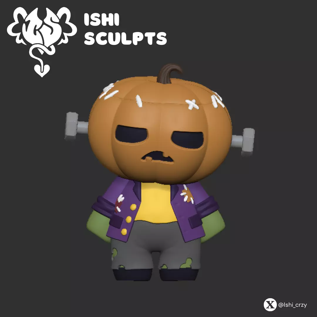 HALLOWEEN PUMPKINS Deadpan Frankenstein 3D print model_0