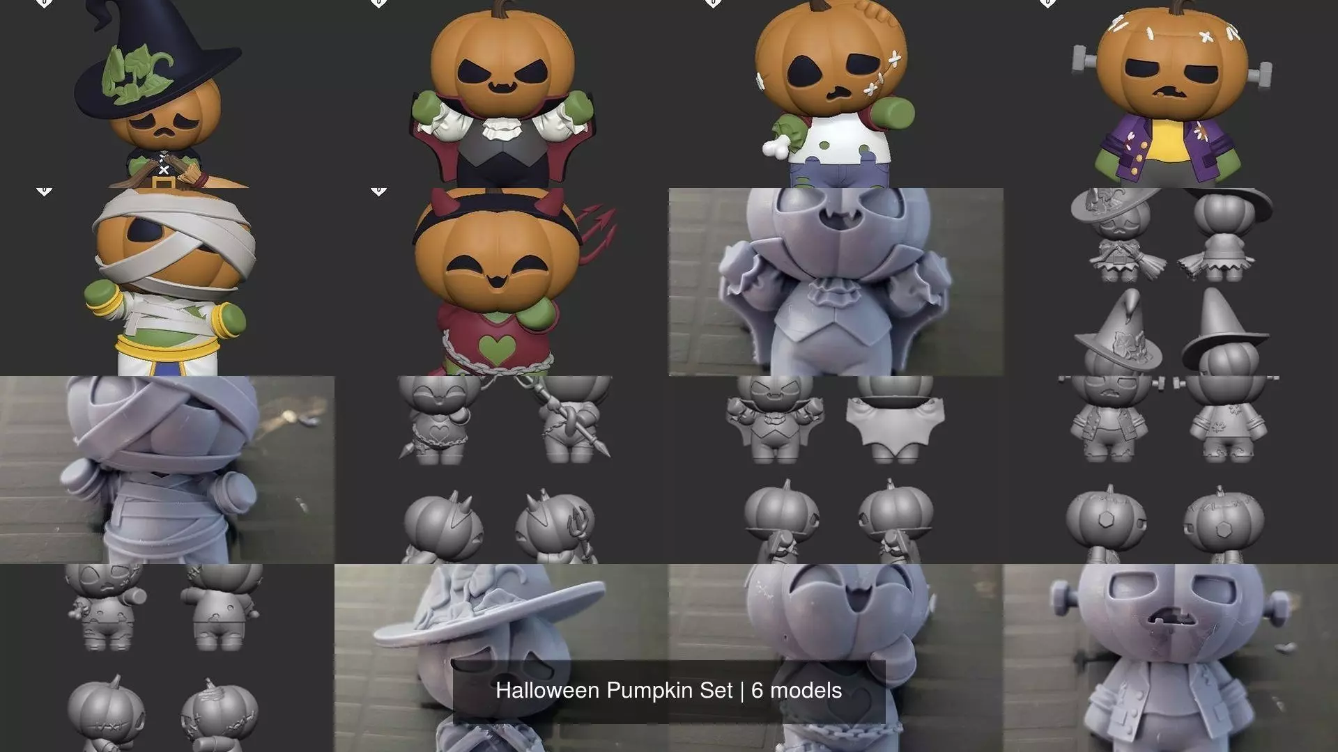 Halloween Pumpkin Set 3D Model Collection_0