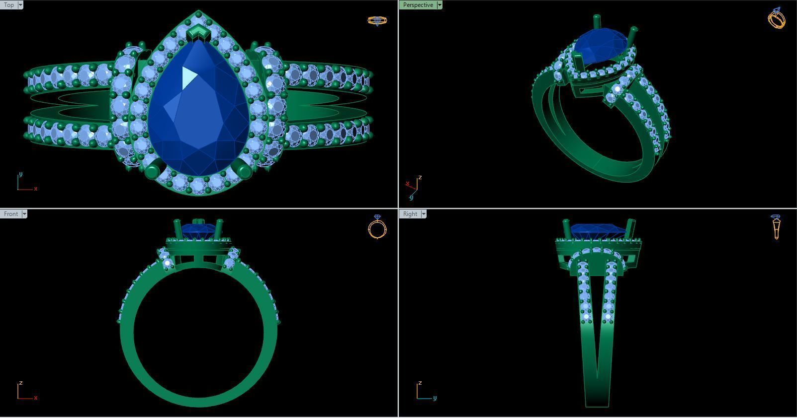 Pear Ring 9x7 3D print model_4