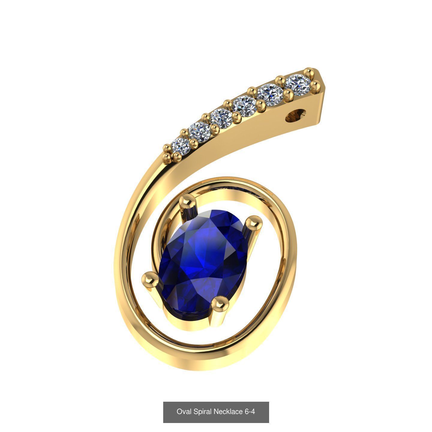 Oval Spiral Rind - Necklace and Earrings 3D Model Collection_2