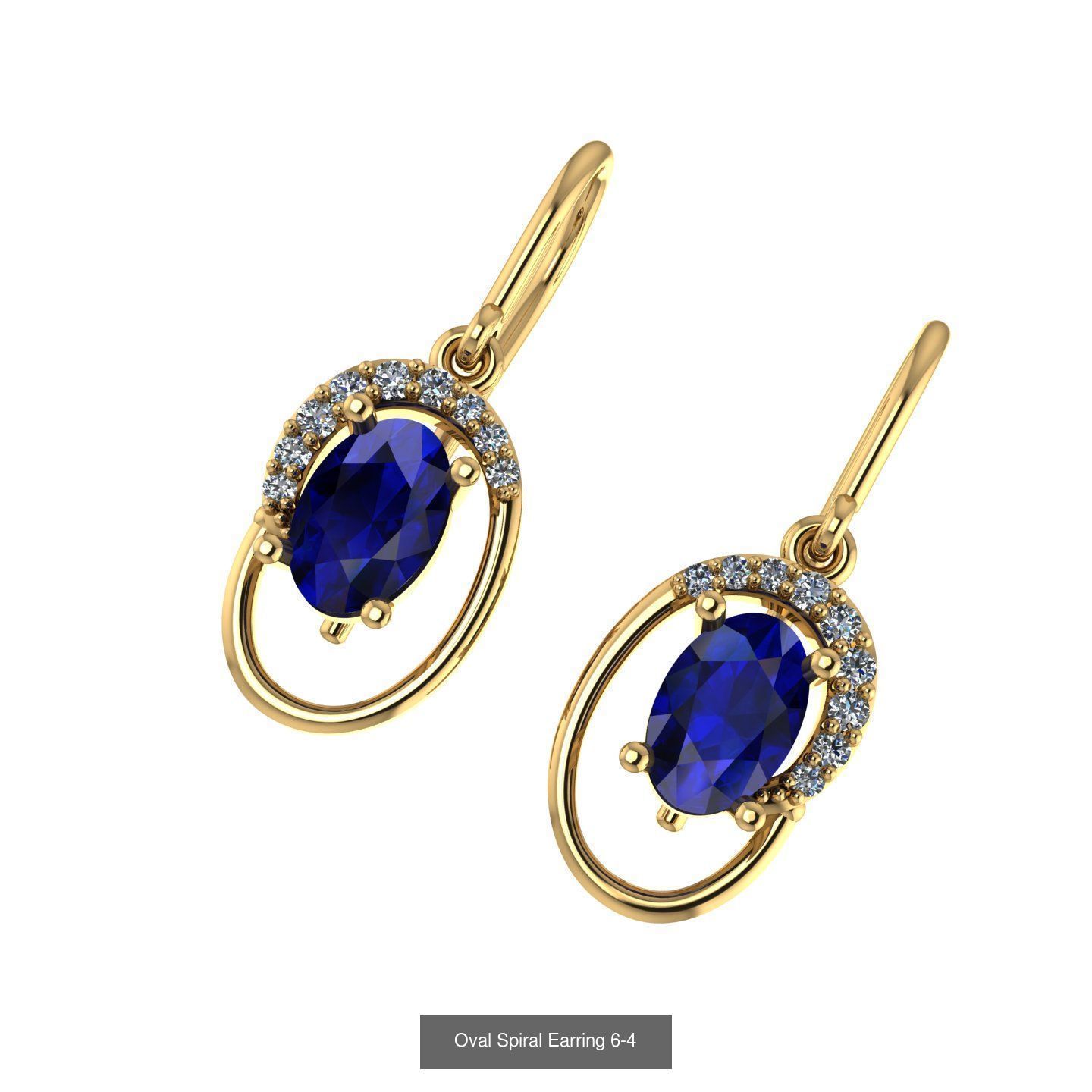 Oval Spiral Rind - Necklace and Earrings 3D Model Collection_3