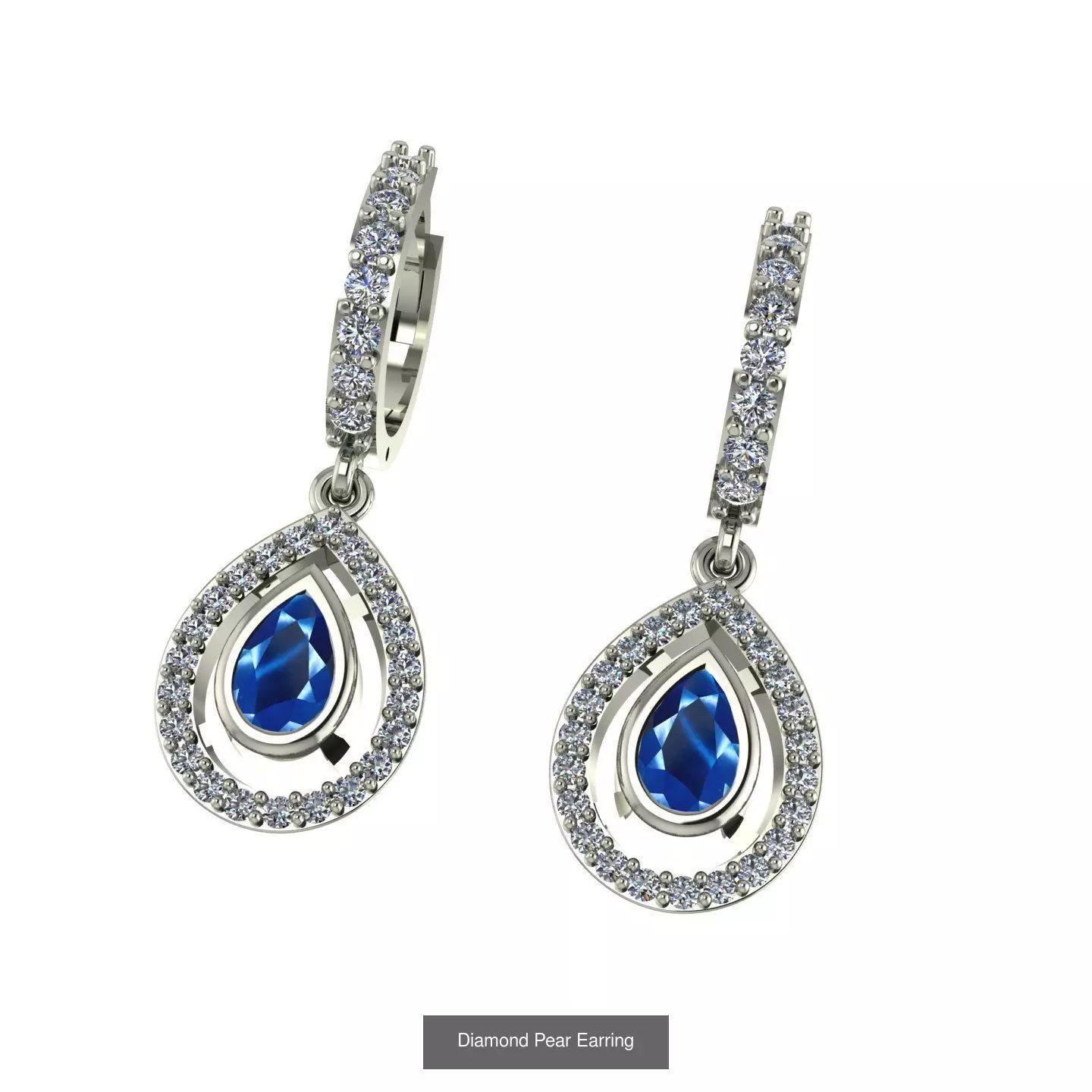 Diamond Pear Ring and Necklace 3D Model Collection_0