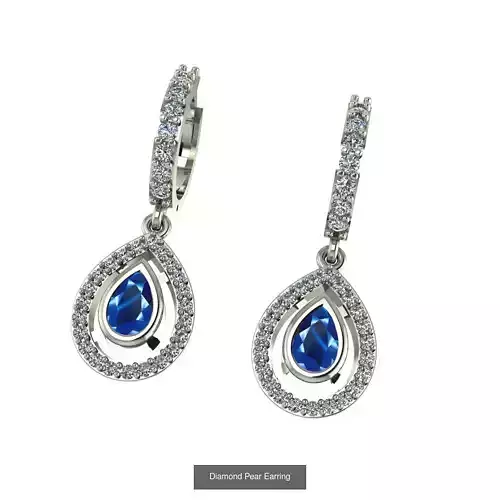 Diamond Pear Ring and Necklace 3D Model Collection