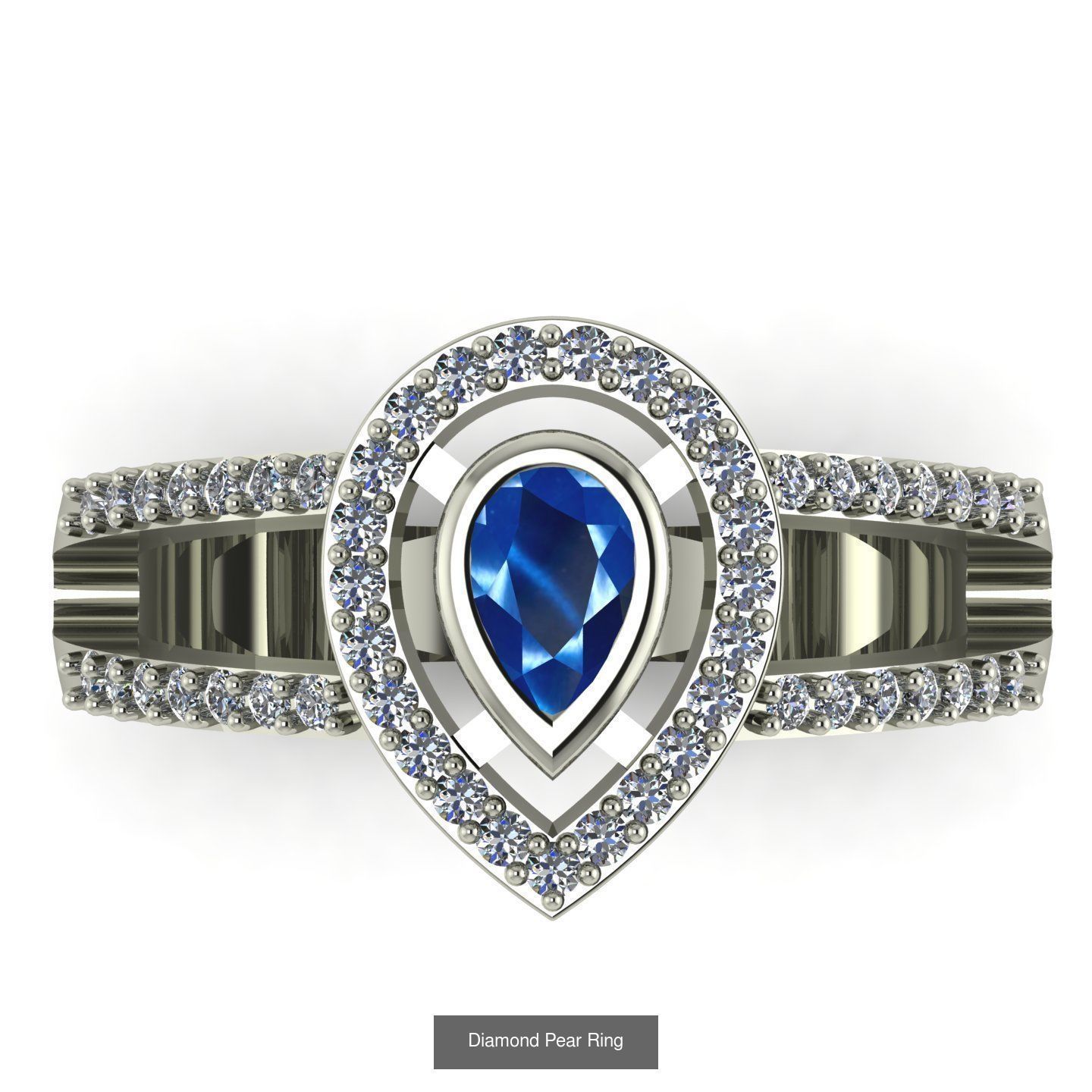 Diamond Pear Ring and Necklace 3D Model Collection_1