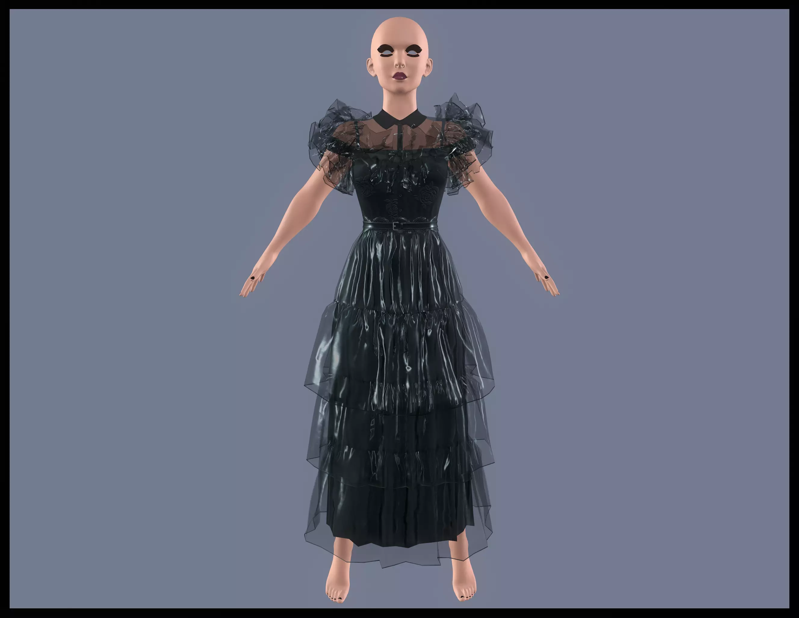 Merlina dress Low-poly 3D model