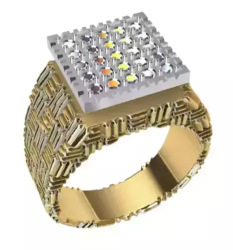 Men ring featuring a basketstyle pattern 3D print model