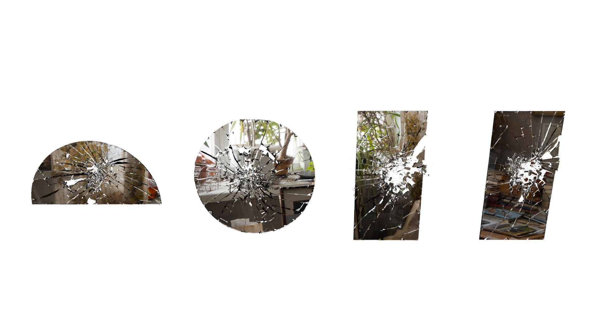 Broken Windows Glass and Cracked Mirrors and Glass Debris 3D model_1