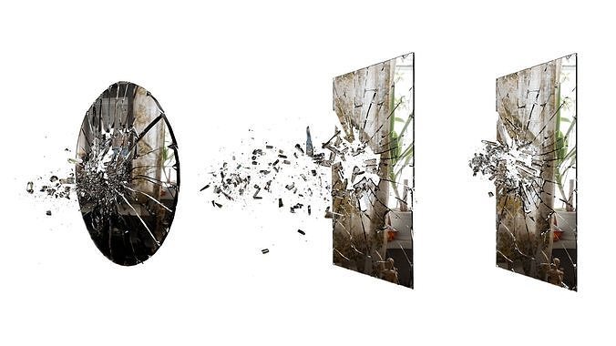 Broken Windows Glass and Cracked Mirrors and Glass Debris 3D model