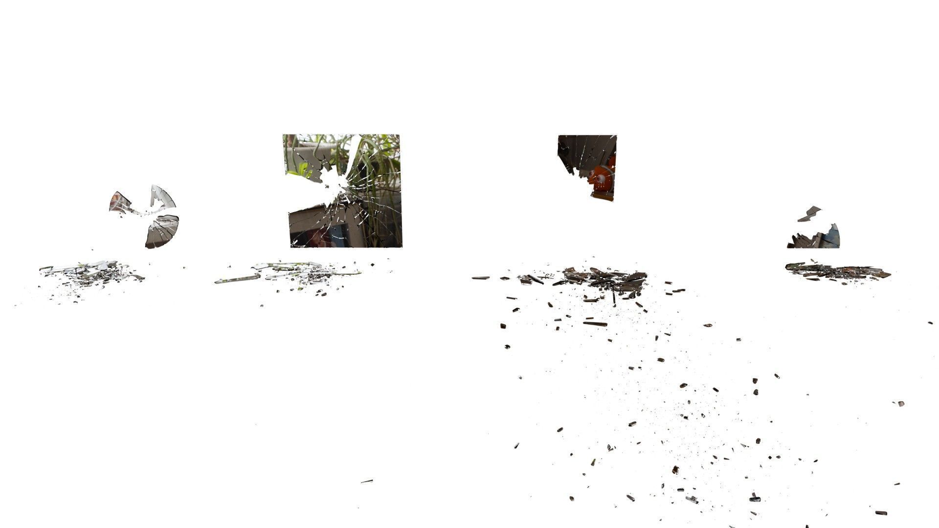 Broken Windows Glass and Cracked Mirrors and Glass Debris 3D model_2