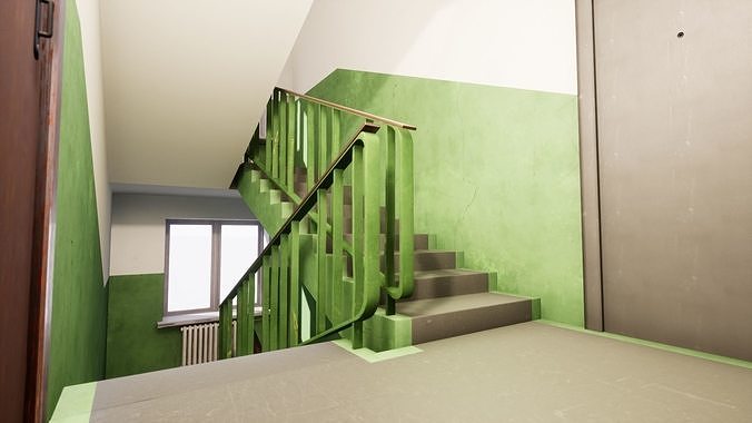 Soviet Modular Building Facade Interior Low-poly 3D model 4