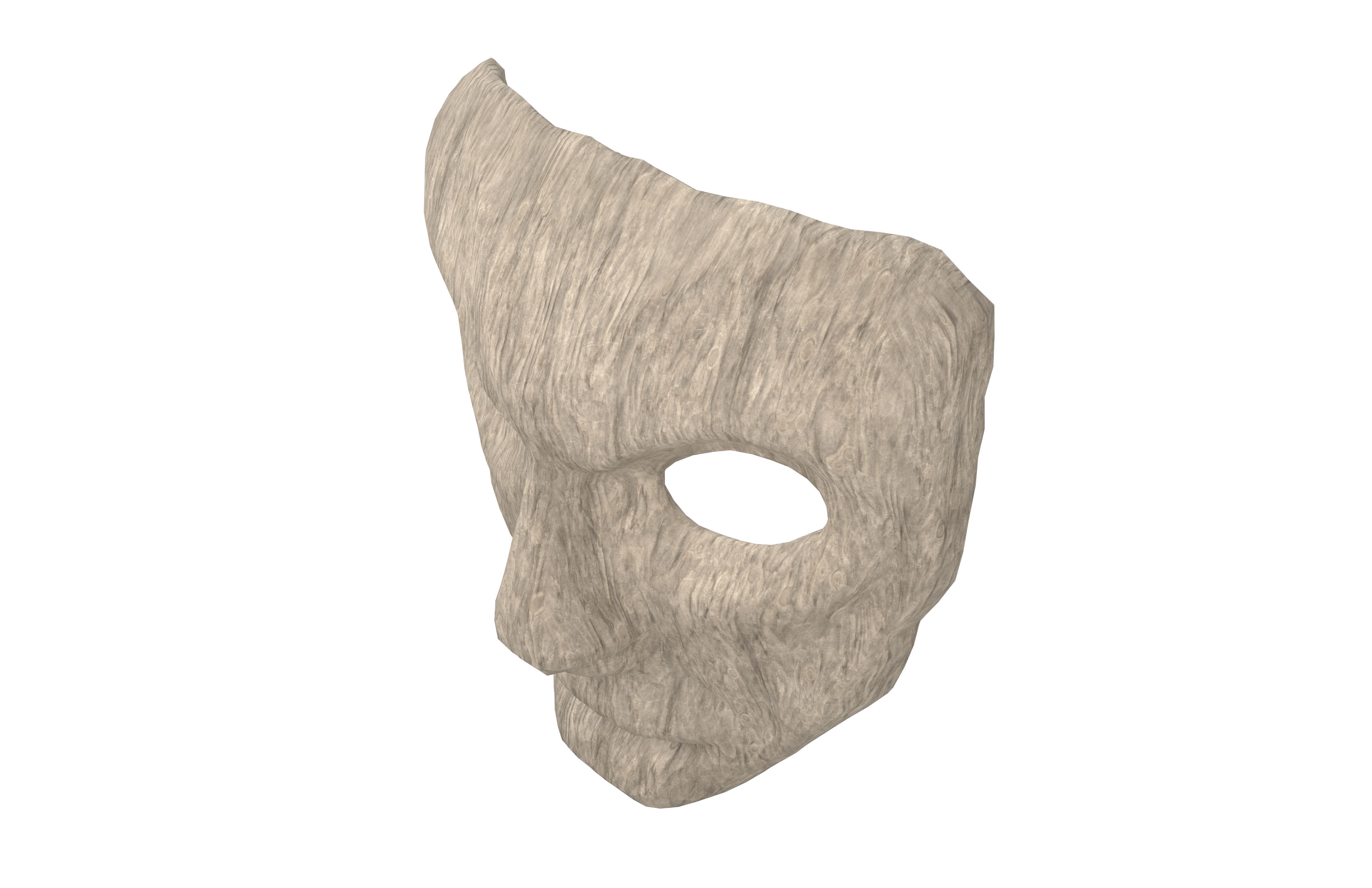 Wooden Mask v1 001 Low-poly 3D model_3
