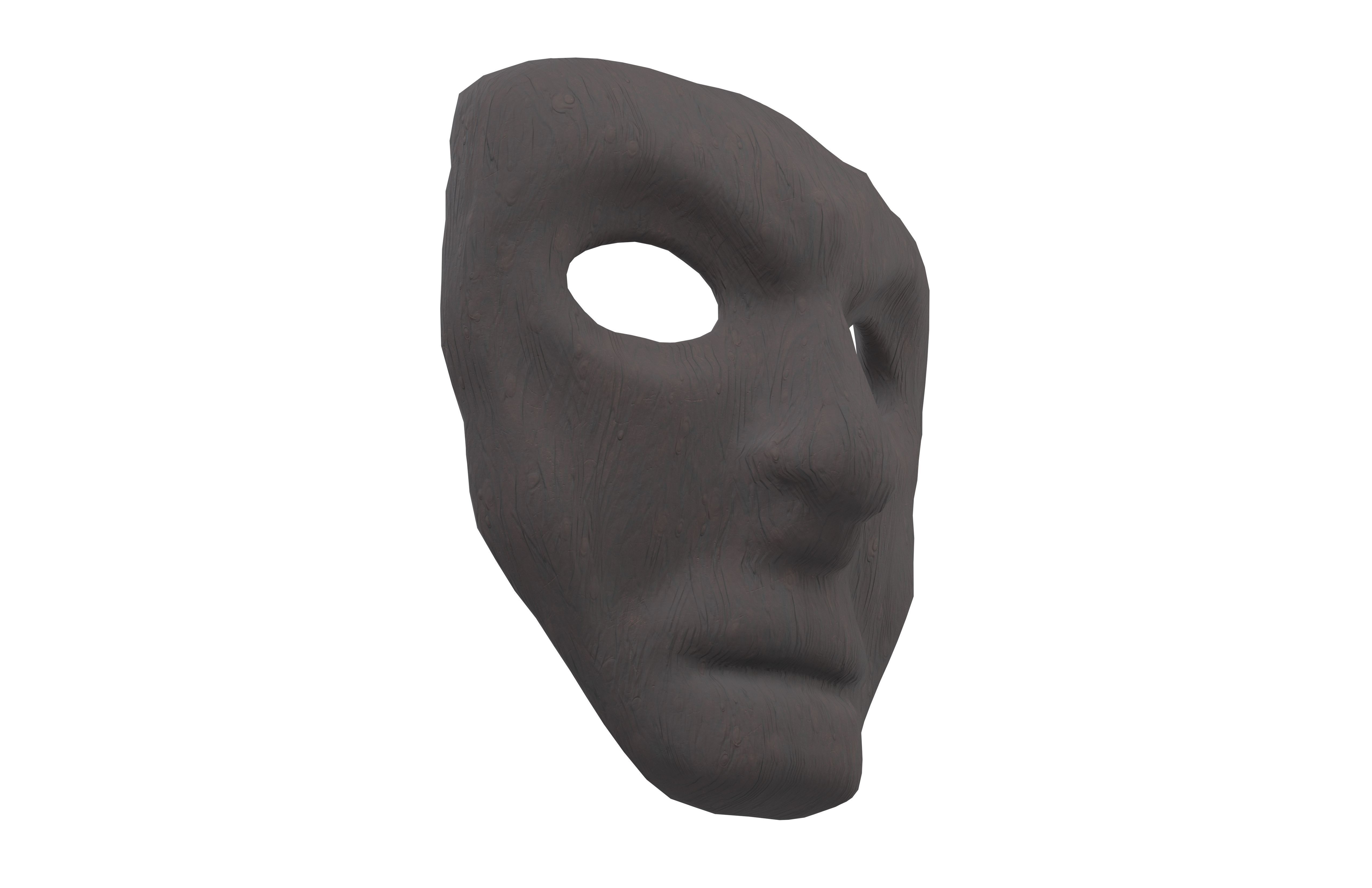 Wooden Mask v1 004 Low-poly 3D model_3