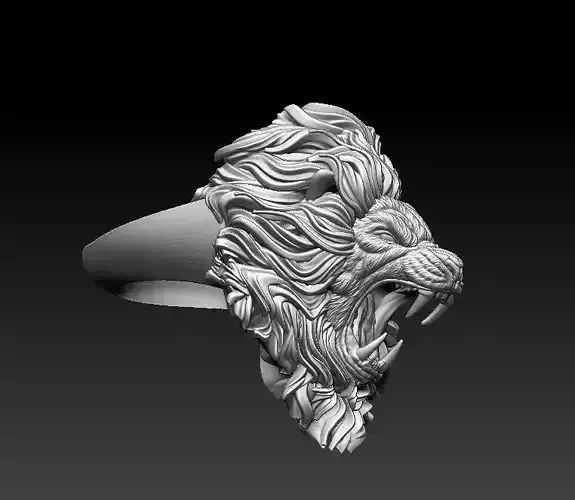 3D Printed Devil Lion Head Ring Model