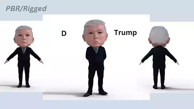 Donald Trump Bubble head Rigged Low-poly 3D model